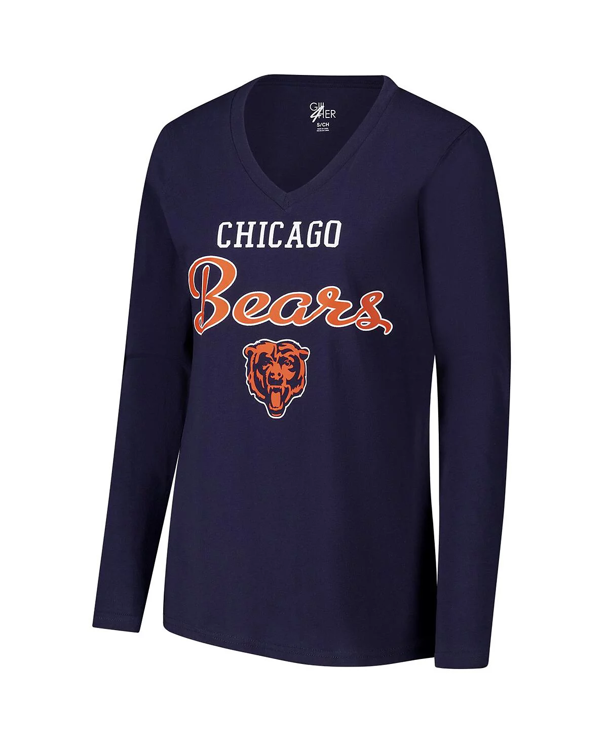 Женская футболка с длинным рукавом и V-образным вырезом G-III 4Her от Carl Banks от Chicago Bears темно-синего цвета от Carl Banks 4590₽