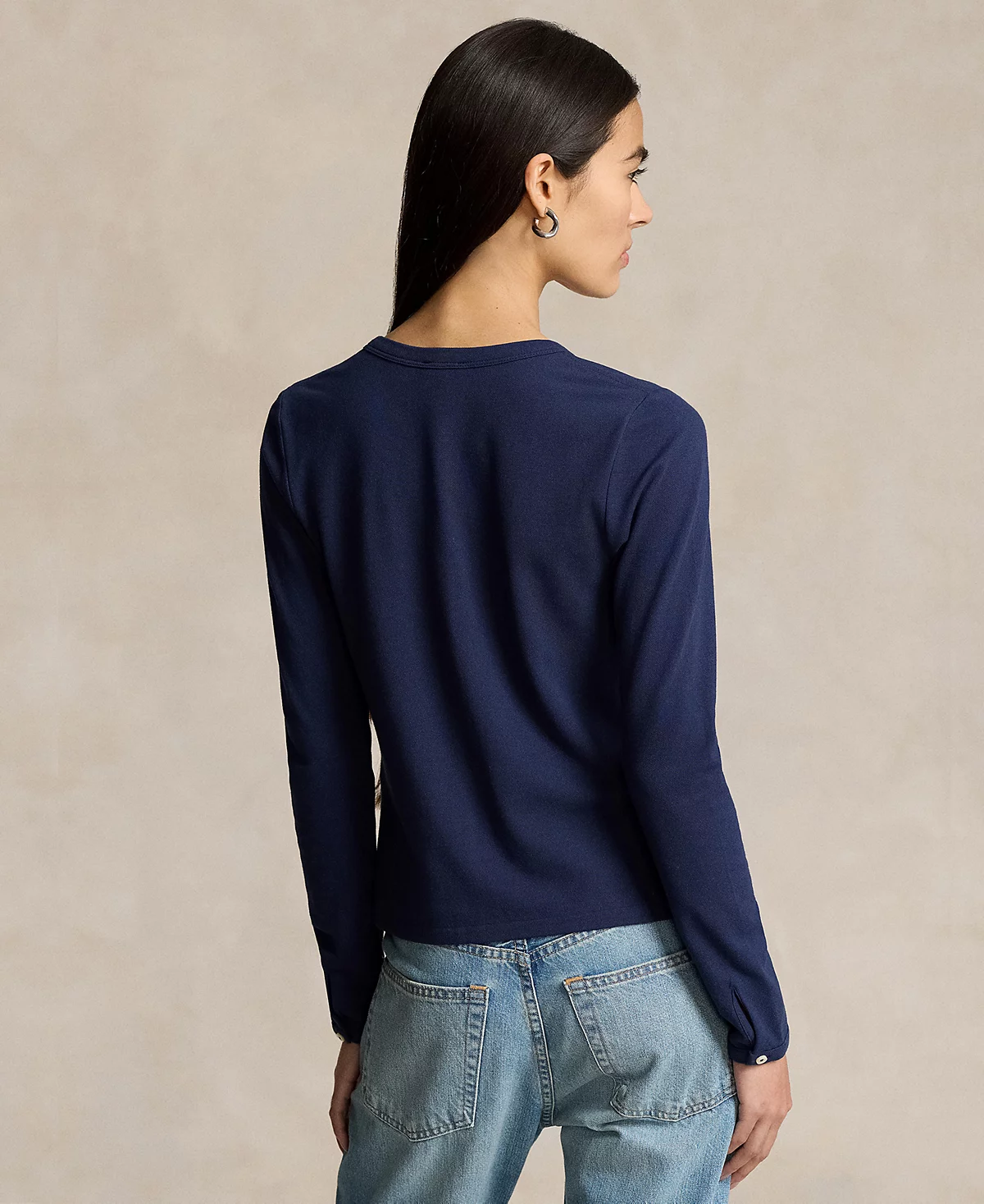 Женский кардиган Polo Ralph Lauren из эластичной сетки и хлопка с круглым вырезом горловины