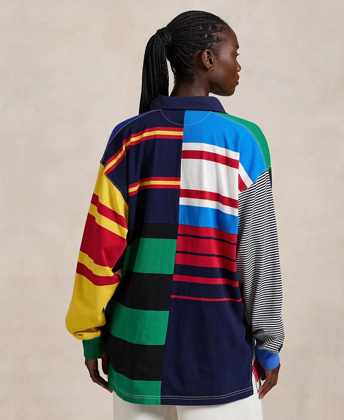 Женская регбийная рубашка Polo Ralph Lauren из джерси в полоску в стиле пэчворк