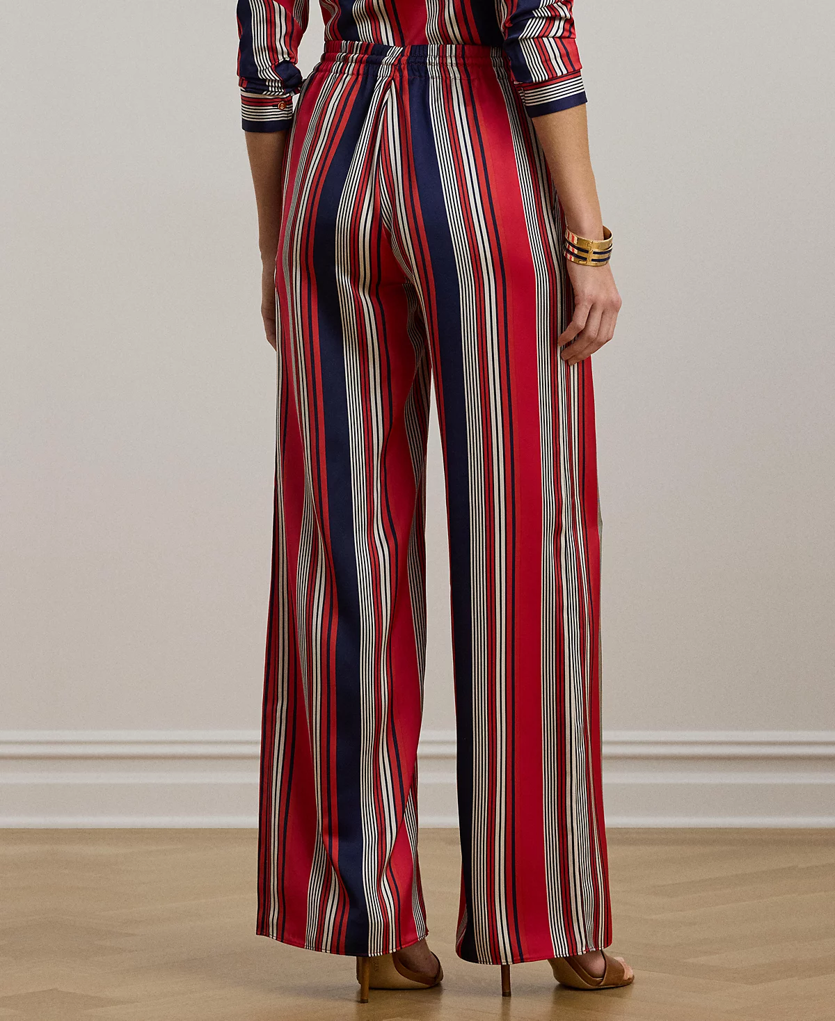 Lauren Ralph Lauren Women's Striped Satin Charmeuse Wide-Leg Pants