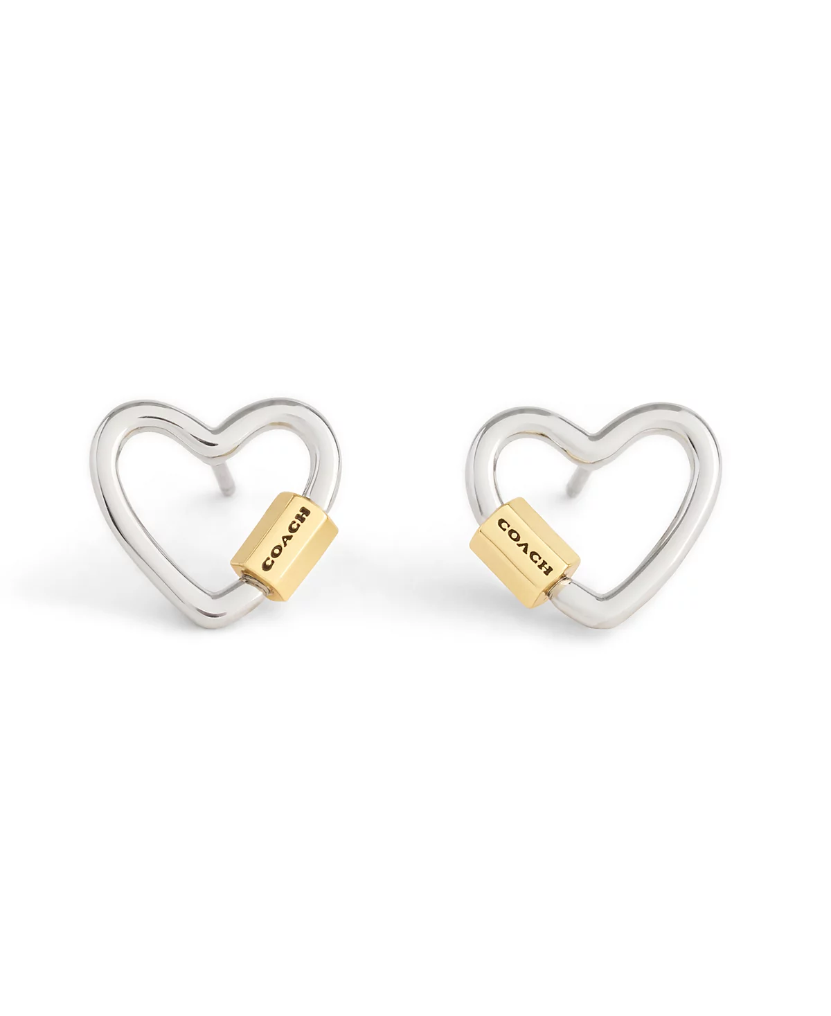 COACH Two-Tone Signature Carabiner Heart Stud Earrings 8690₽