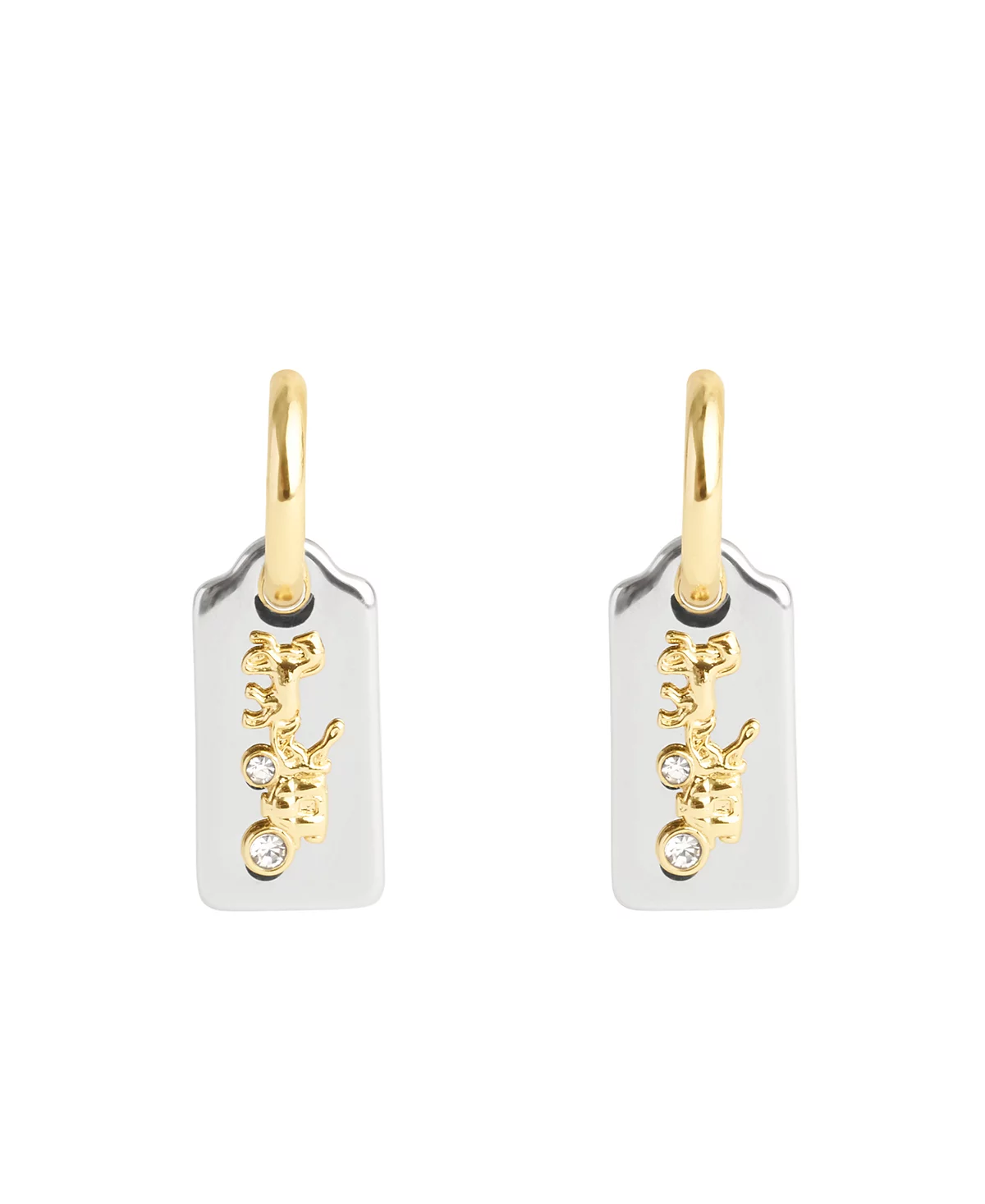 COACH Faux Stone Vintage Charms Signature Hangtag Charm Huggie Earrings 11290₽