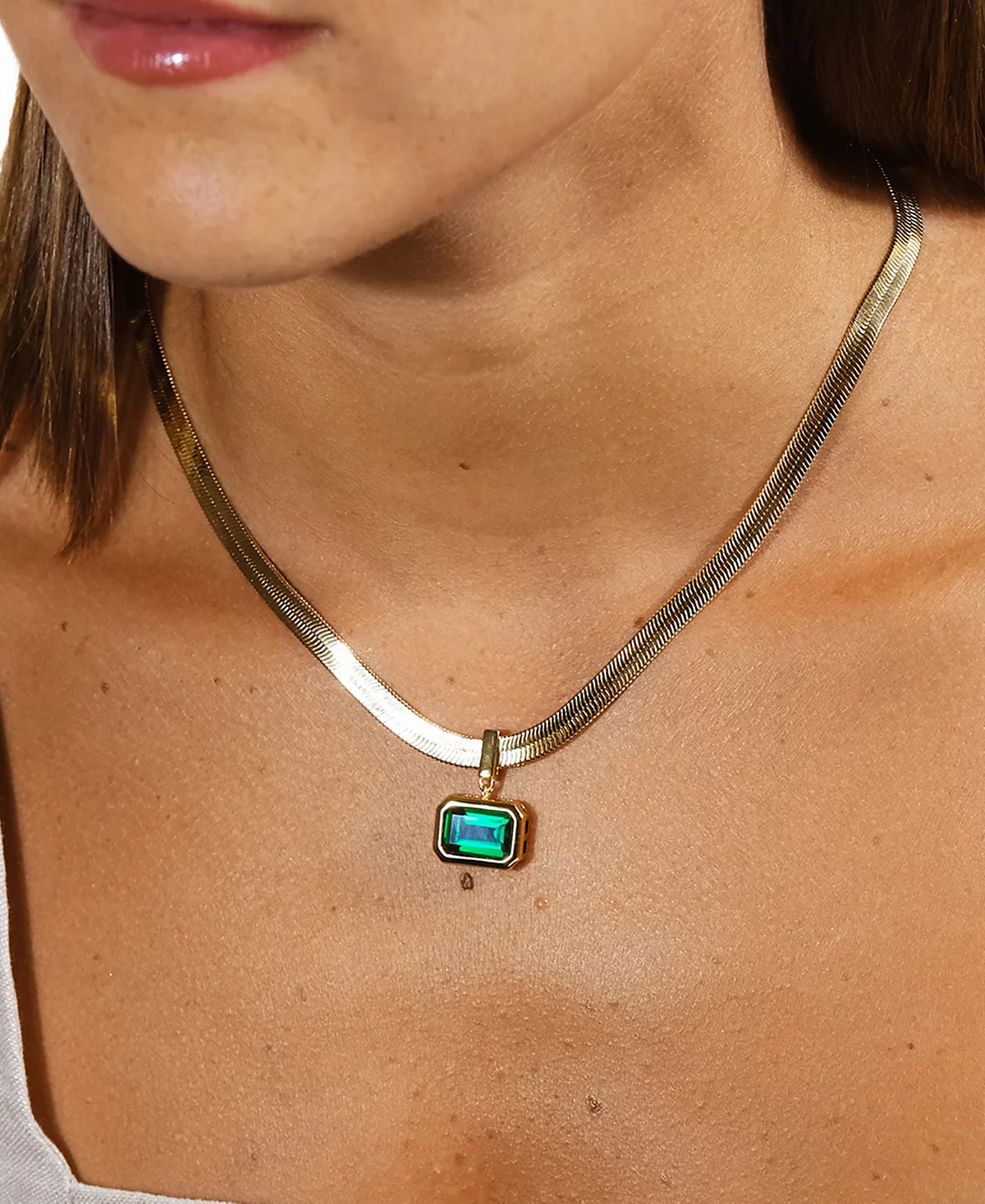 Sterling Forever Calder Cubic Zirconia Herringbone Pendant Necklace 12590₽