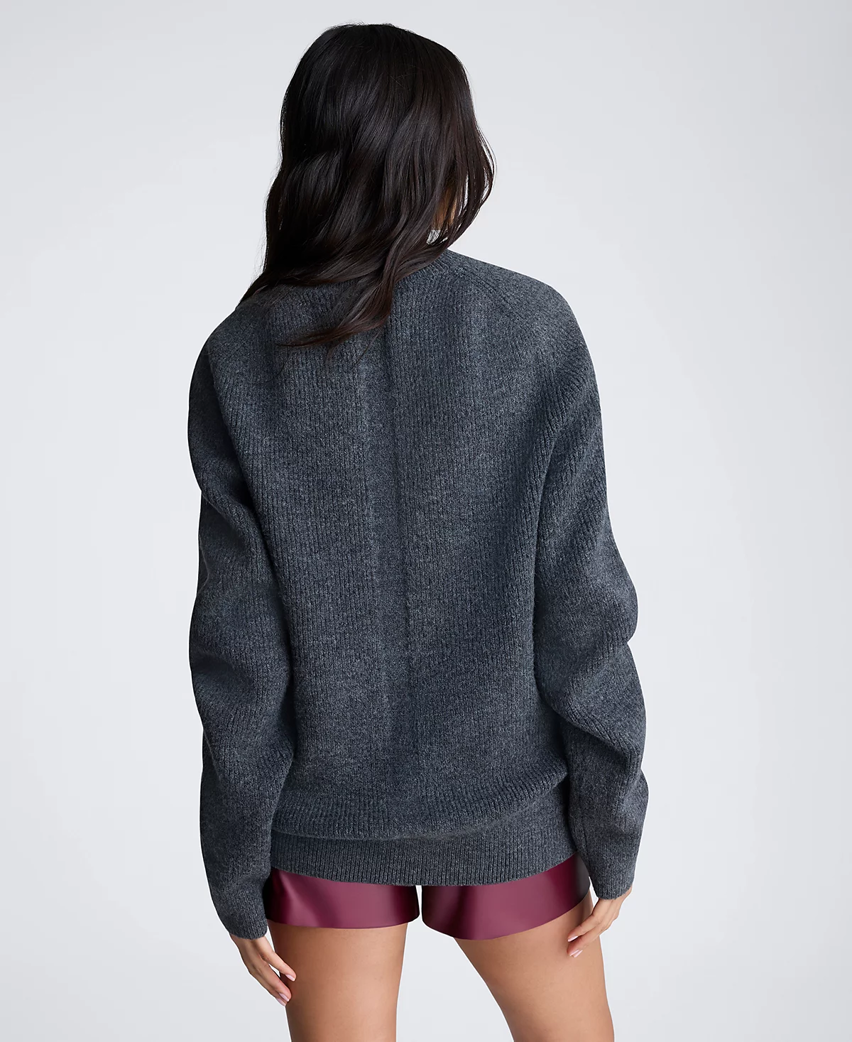 Kenneth Cole Womens Faux Leather Button Front Cropped Shirt Faux-Leather Fly-Front Shorts - Oversized Crewneck Sweater 11290₽