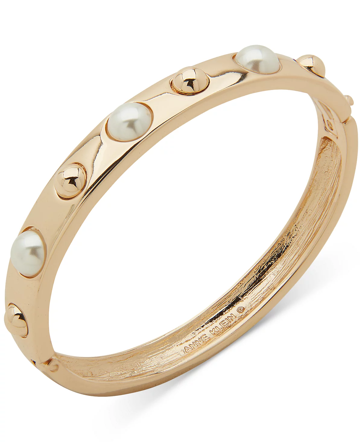 Anne Klein Gold-Tone - Imitation Pearl Domed Detail Bangle Bracelet 3590₽