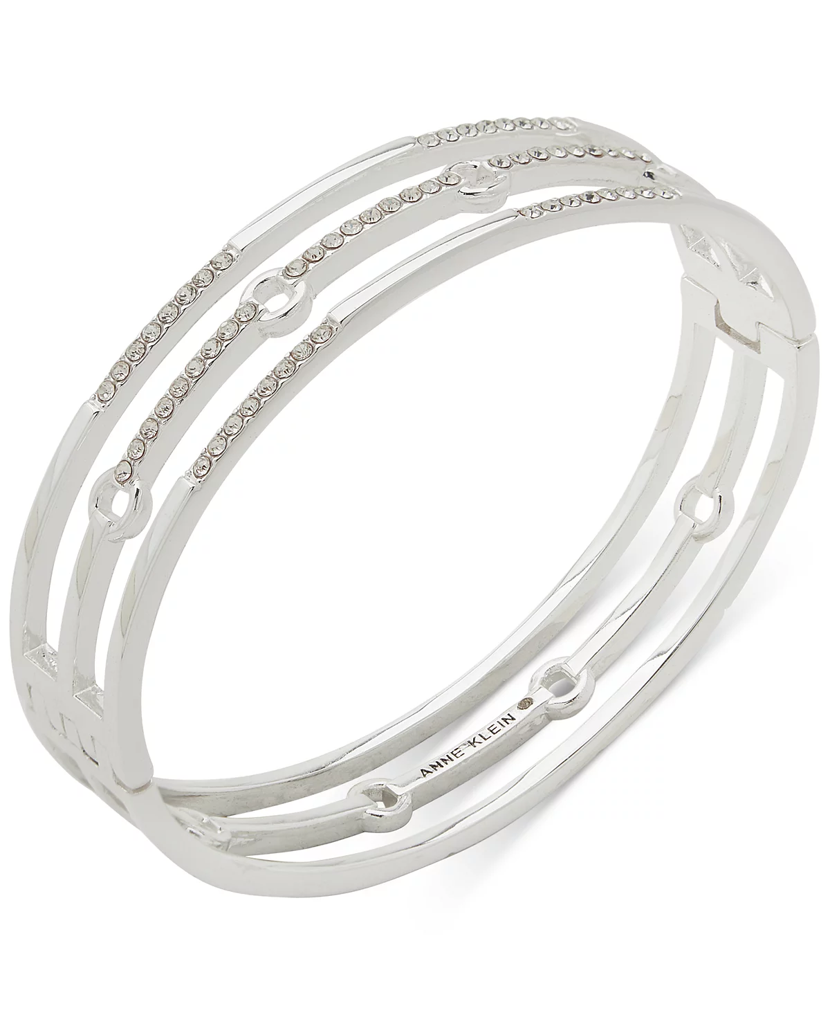 Anne Klein Silver-Tone Pav Triple-Row Bangle Bracelet 3990₽