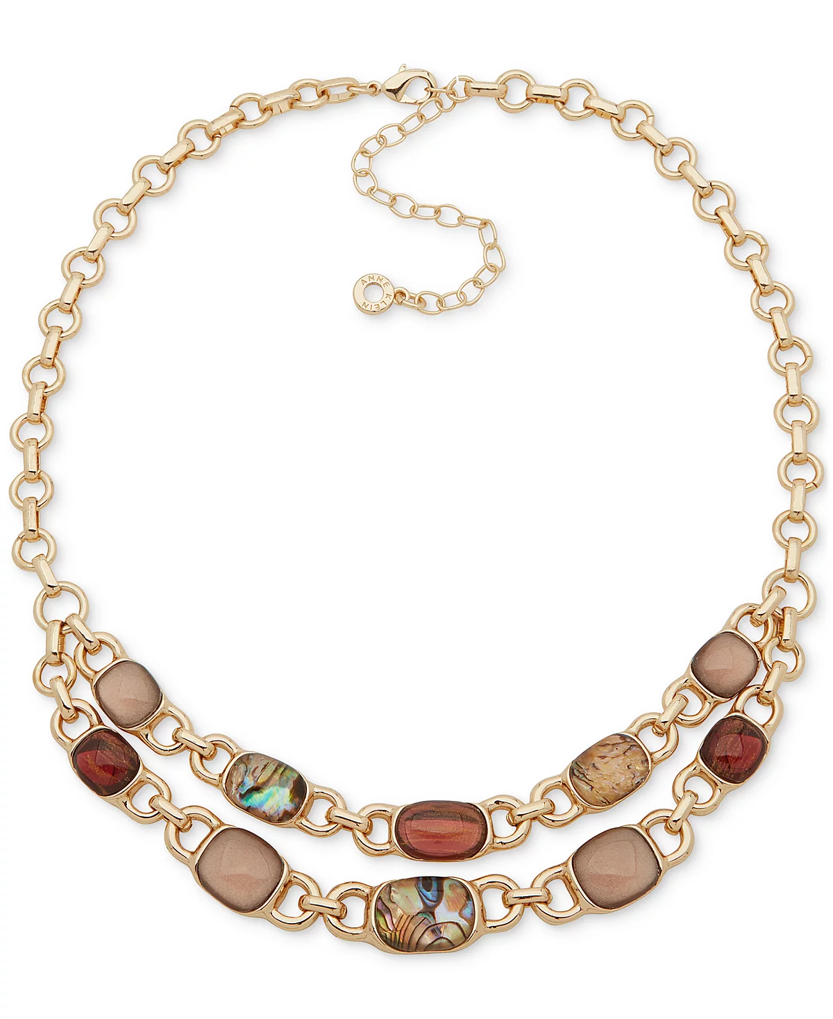 Anne Klein Gold-Tone Link - Mixed Stone Layered Collar Necklace 16 3 extender 4590₽