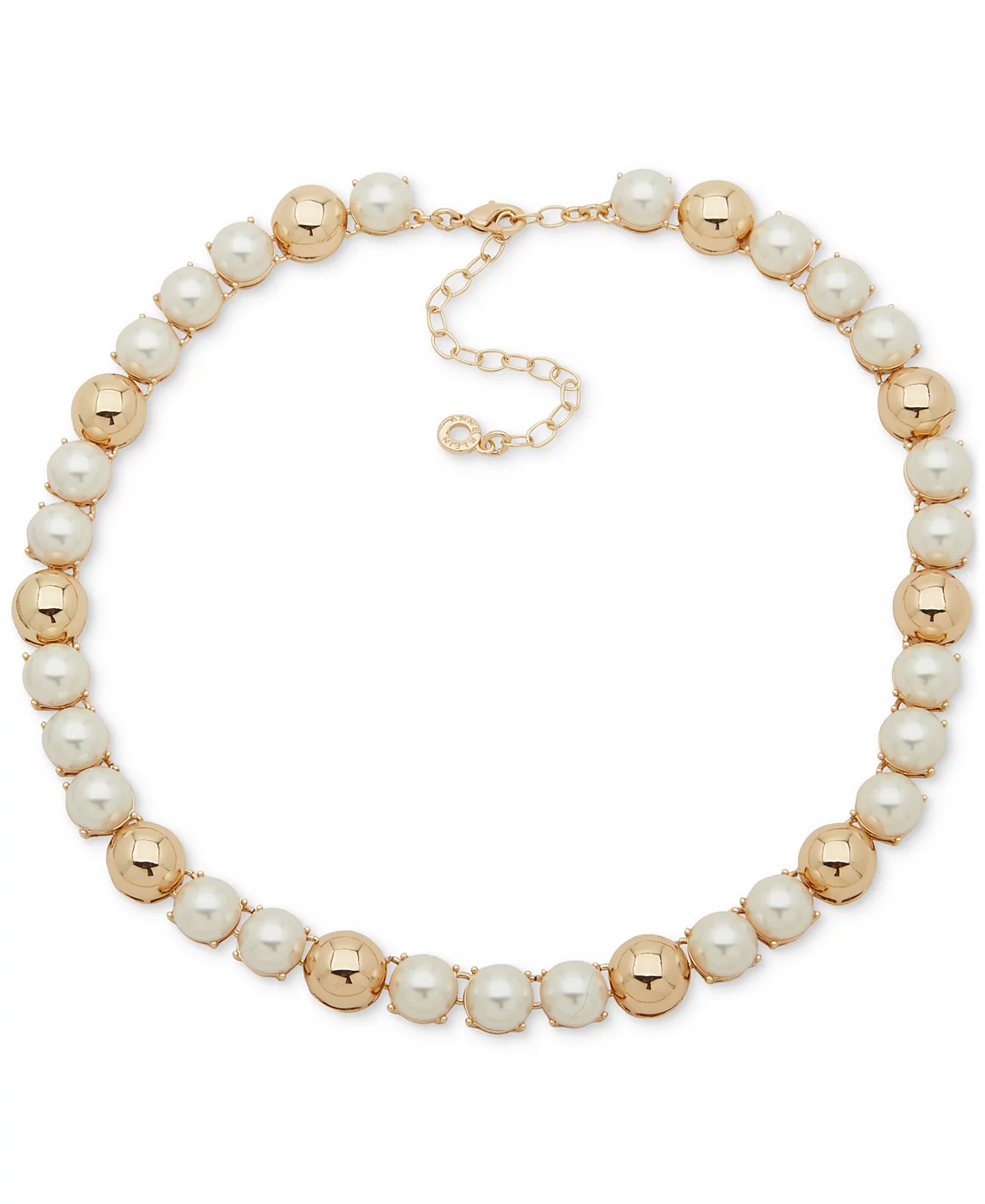 Anne Klein Gold-Tone Bead - Imitation Pearl Domed Collar Necklace 16 3 extender 4590₽