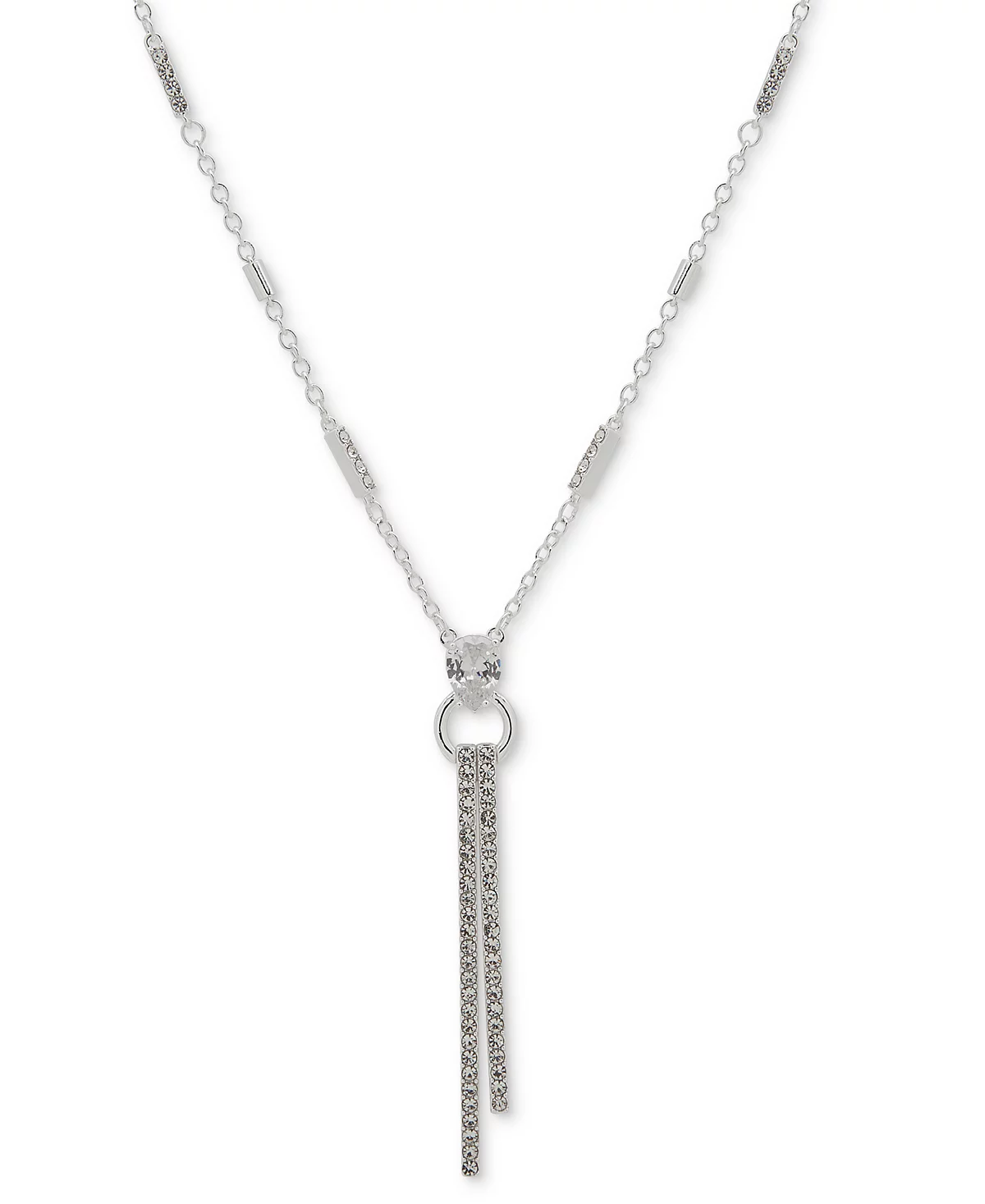 Anne Klein Silver-Tone Crystal Bar 32 Pendant Necklace 4290₽