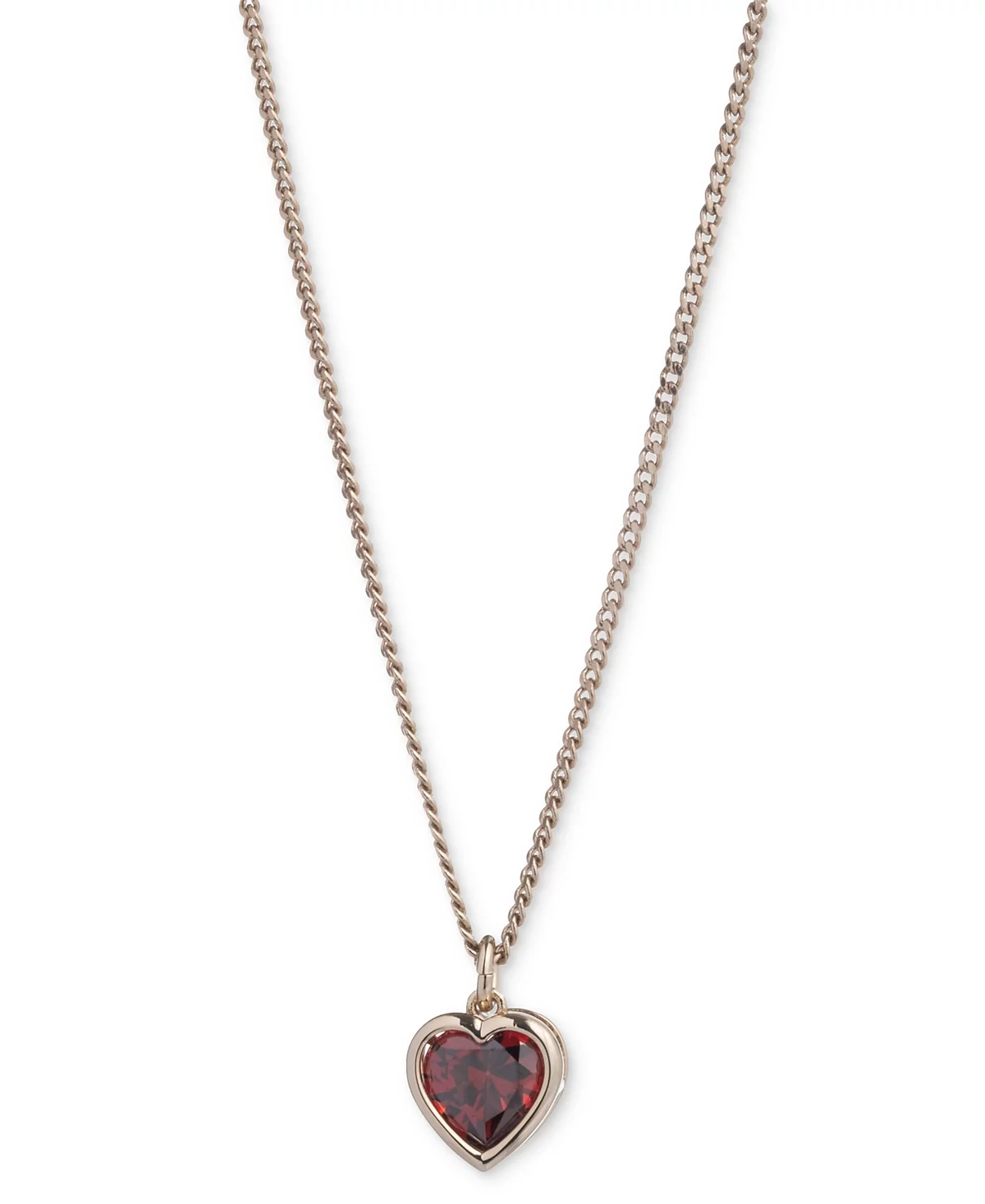 Givenchy Gold-Tone Red Cubic Zirconia Heart Pendant Necklace 16 3 extender 4590₽