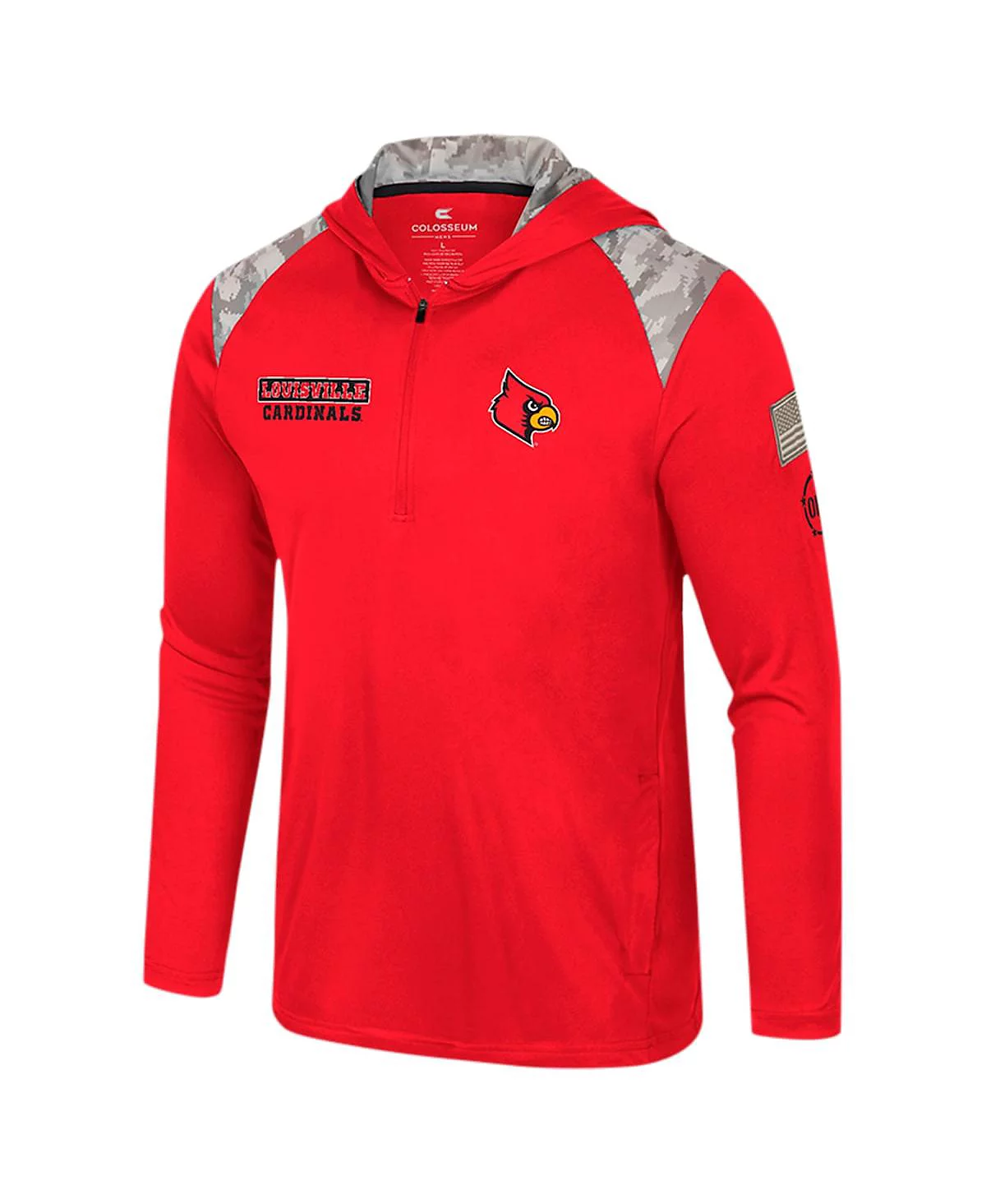 Colosseum Mens Red Louisville Cardinals OHT Military Appreciation Quarter-Zip Hoodie Jacket 8390₽