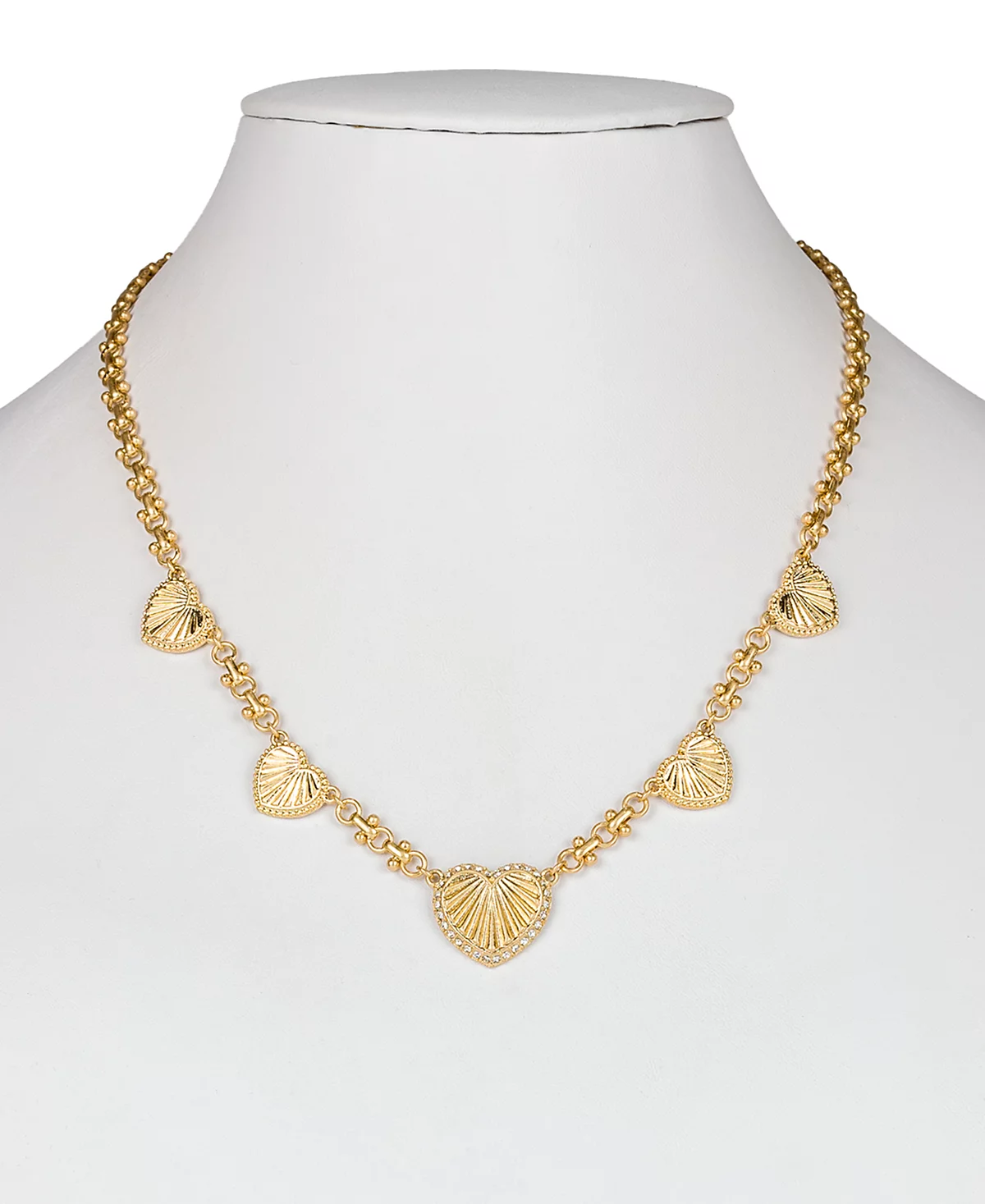 Patricia Nash Gold-Tone Pav Textured Heart Statement Necklace 18 3 extender 8390₽