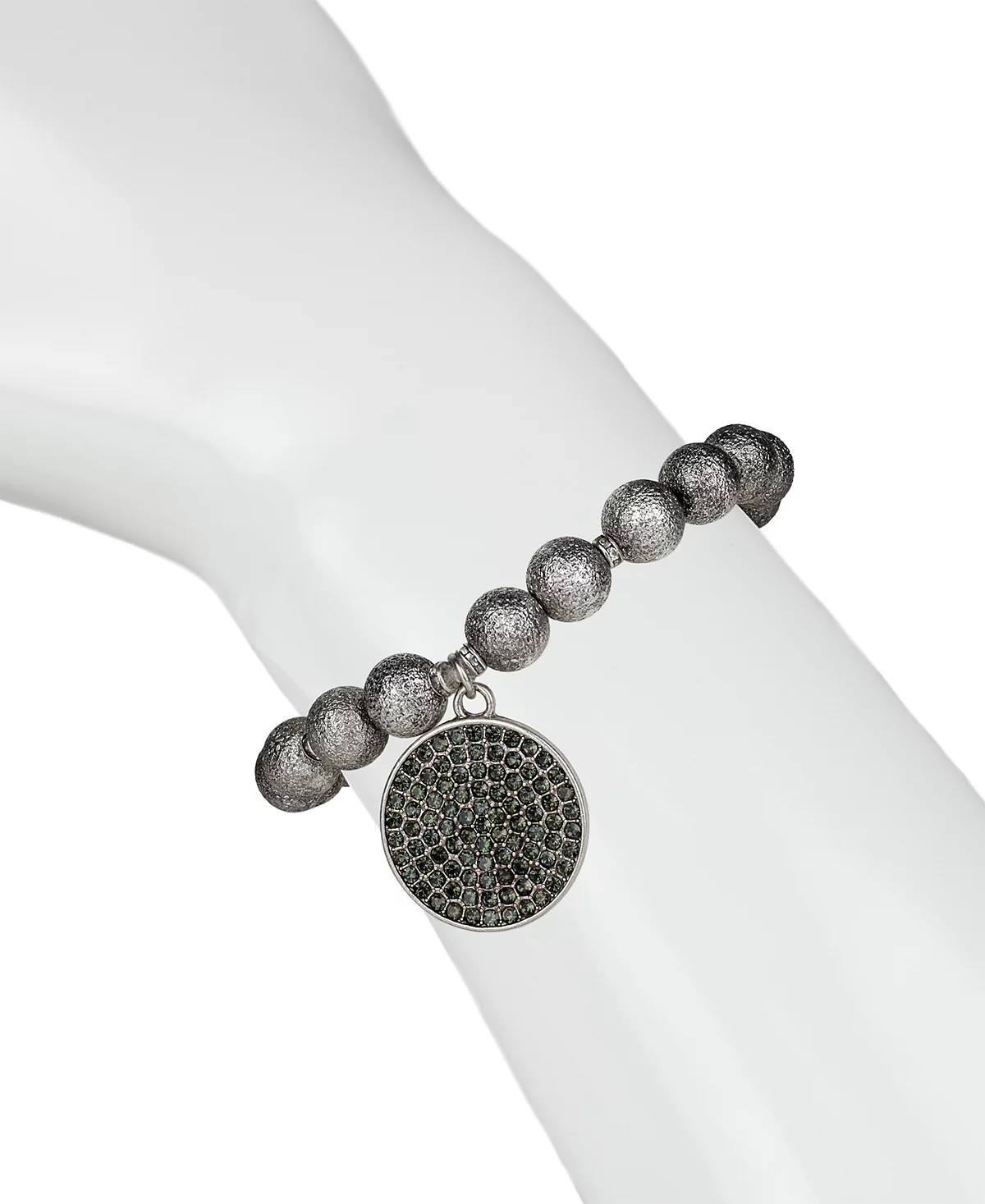Patricia Nash Silver-Tone Dark Crystal Disc Beaded Stretch Bracelet 6490₽