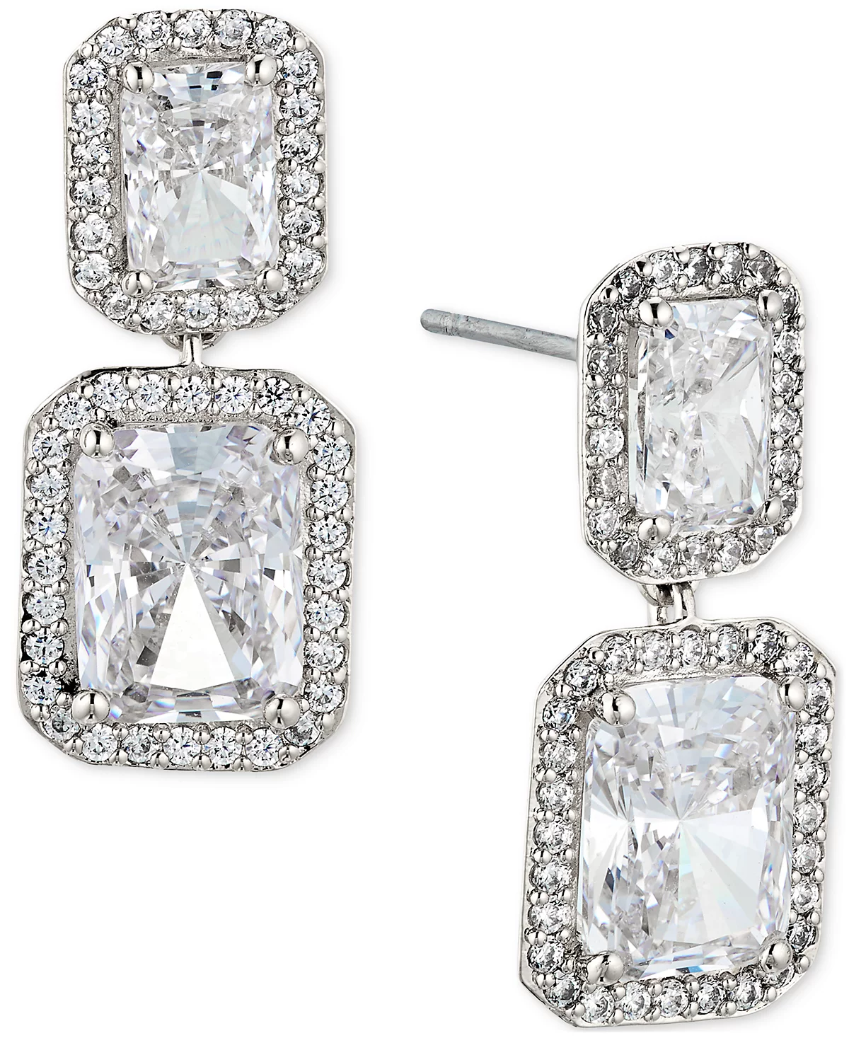 Eliot Danori Cubic Zirconia Emerald Halo Drop Earrings