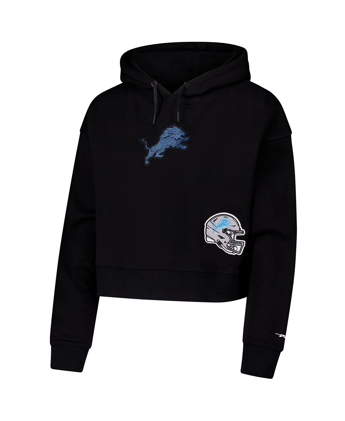 Pro Standard Womens Black Detroit Lions Jeweled Cropped Pullover Hoodie 12190₽