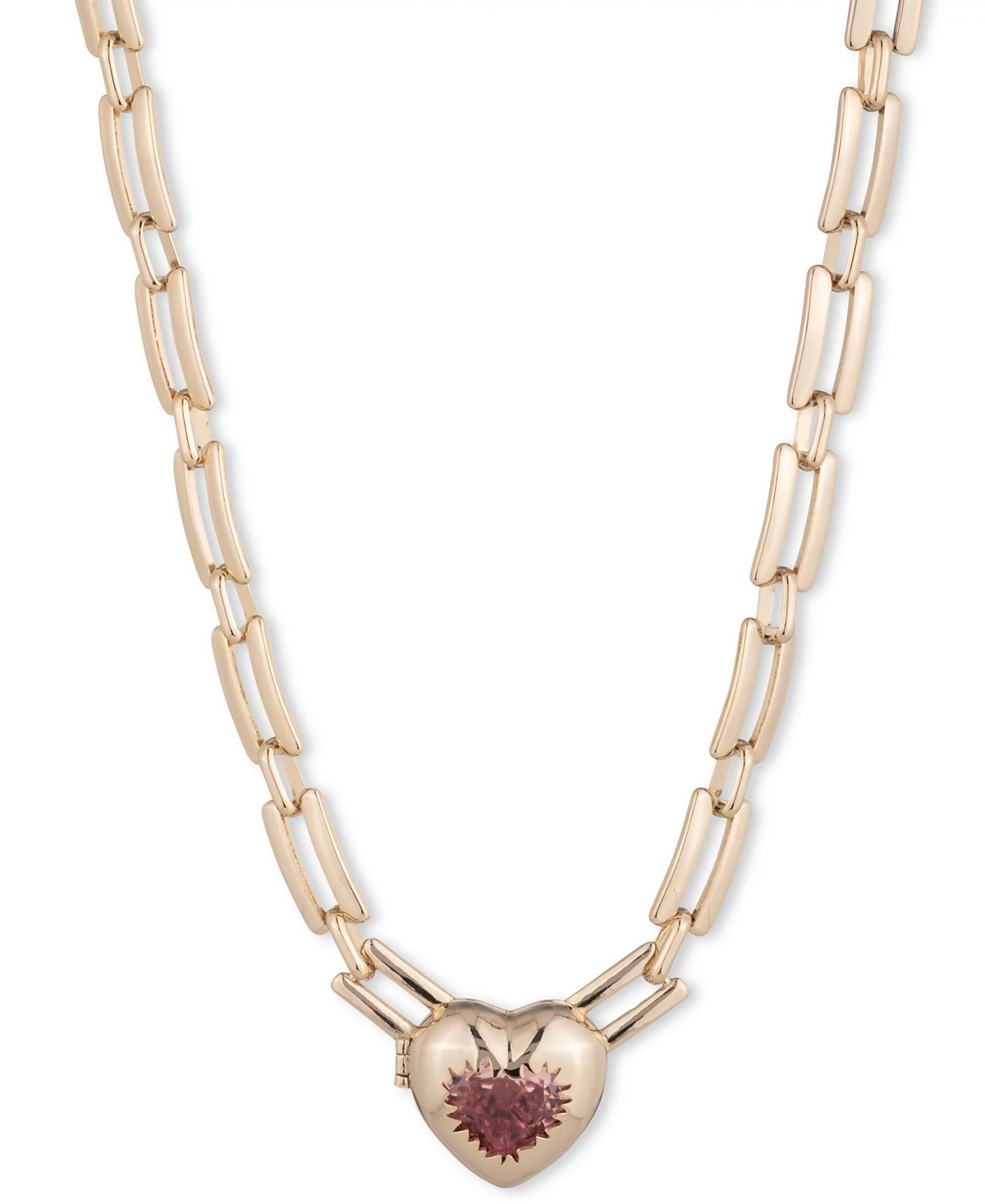 Givenchy Gold-Tone Stone Heart Pendant Necklace 16 3 extender 14290₽