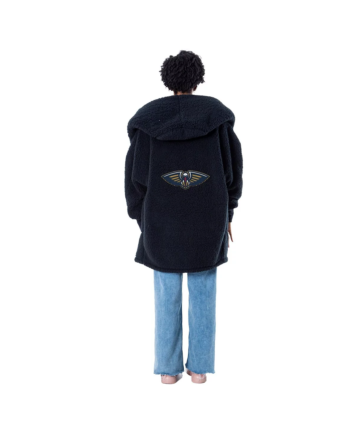 Jill Martin Mens and Womens The Best Lounger In The World Black New Orleans Pelicans Oversized Open-Front Hoodie Sweater 22790₽