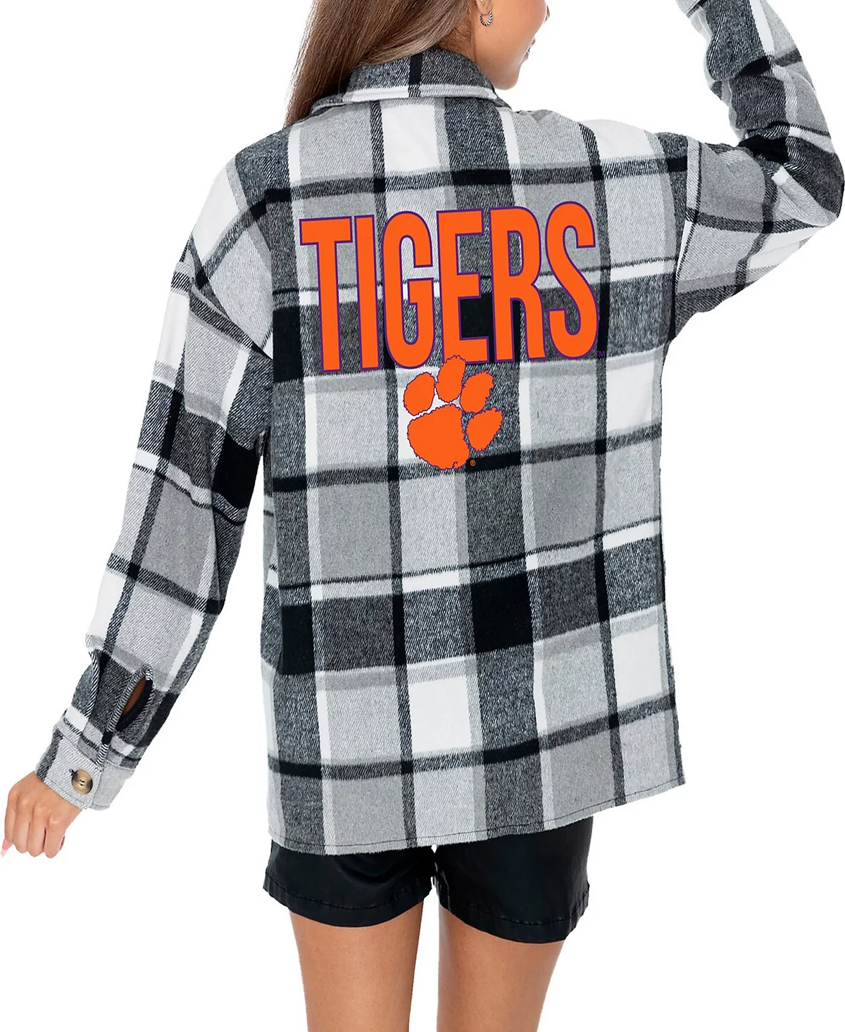 Gameday Couture Womens GrayWhite Clemson Tigers End Zone Game Flannel Button-Up Shirt 8390₽