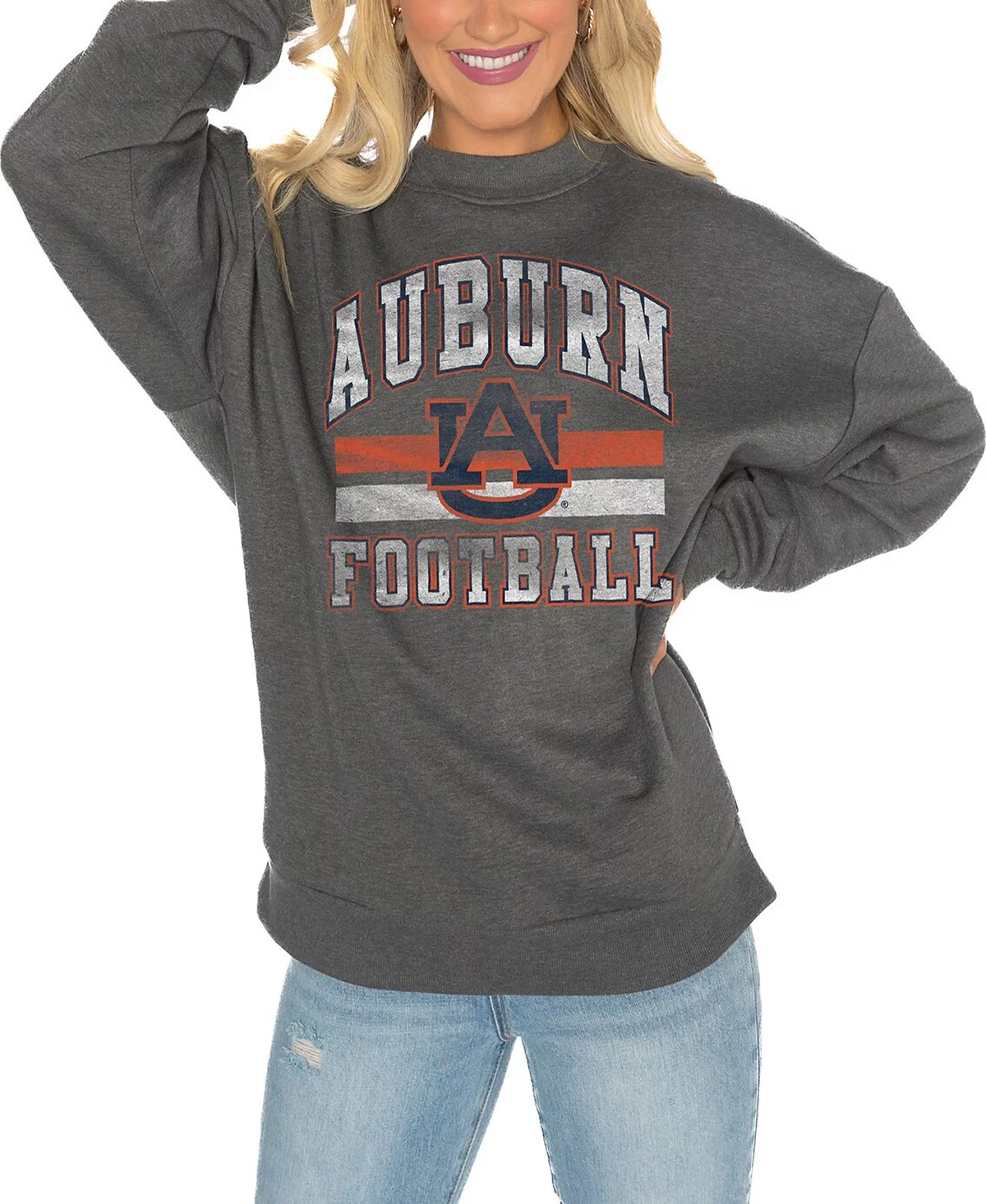 Gameday Couture Womens Charcoal Auburn Tigers Good Vibes Premium Fleece Drop Shoulder Pullover Sweatshirt 8790₽