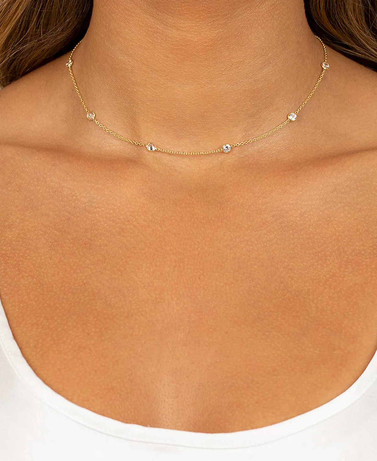 By Adina Eden Gold Plated Diamond By Yard Choker Necklace 37090₽
