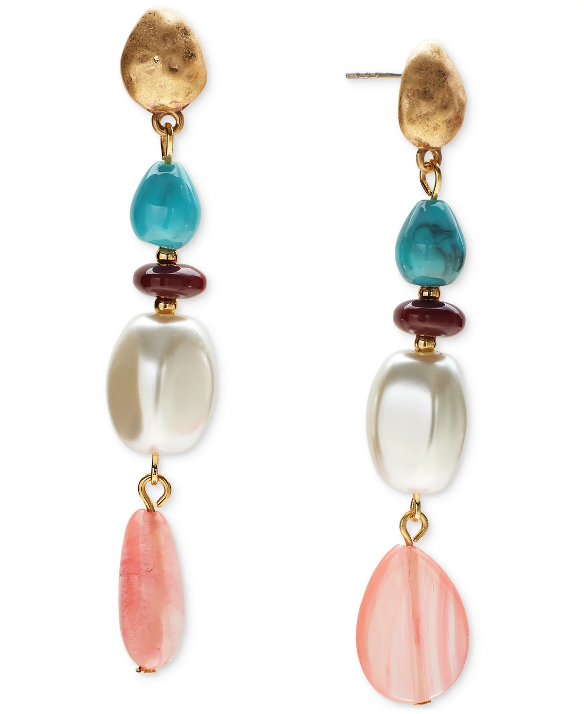 Style - Co Gold-Tone Mixed Bead Linear Drop Earrings, Exclusively at Macy's