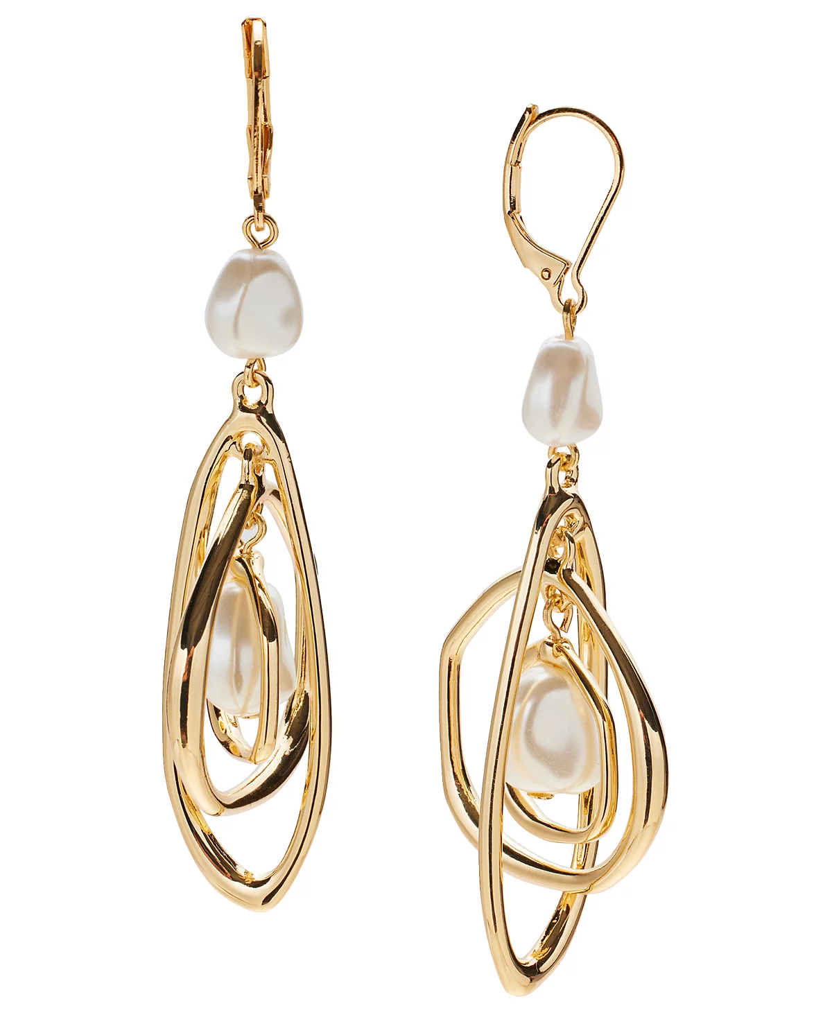 Style - Co Gold-Tone Baroque Imitation Pearl Orbital Chandelier Earrings, Exclusively at Macy's