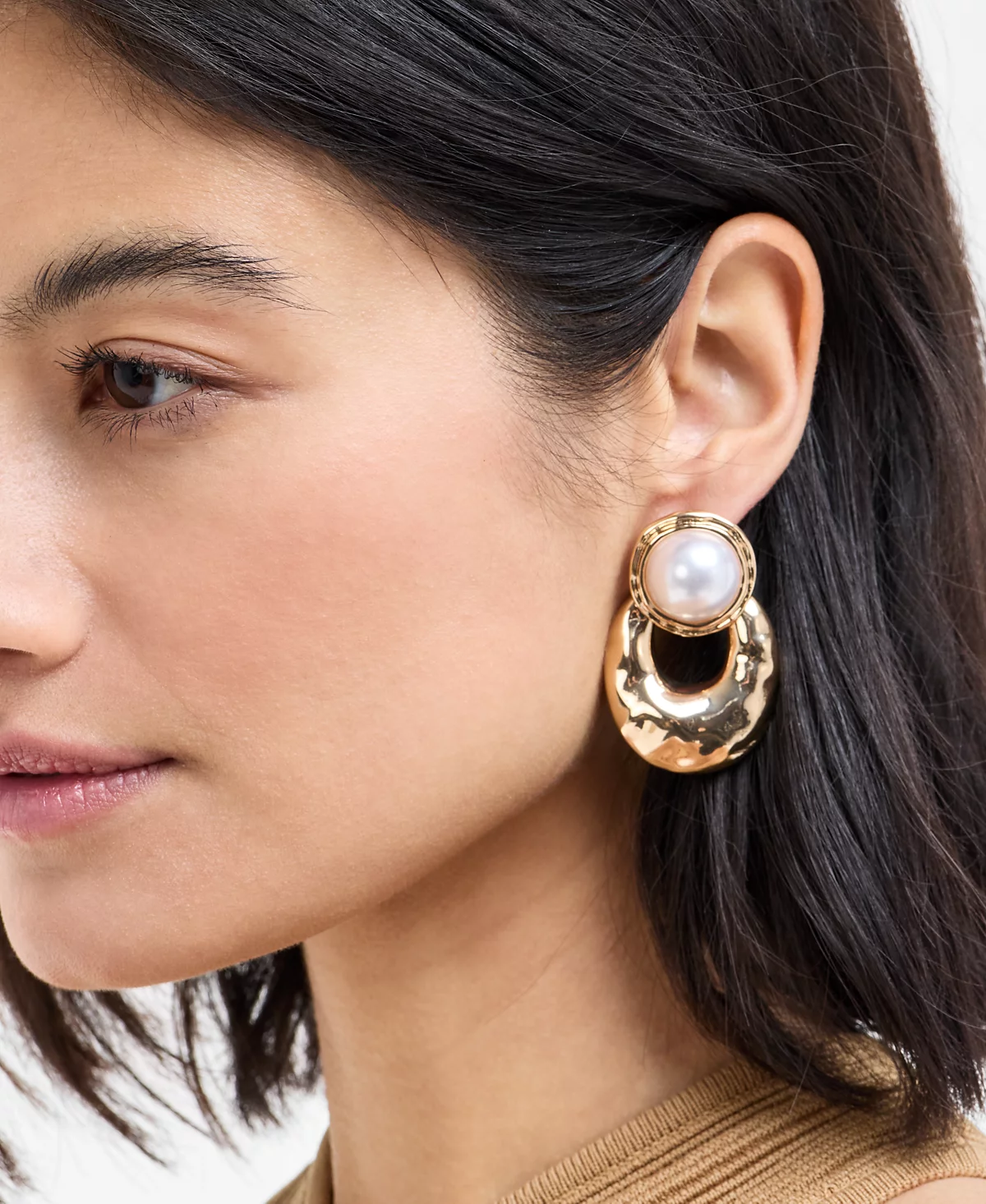 INC International Concepts Gold-Tone Imitation Pearl Sculptural Drop Earrings Exclusively at Macys 4490₽