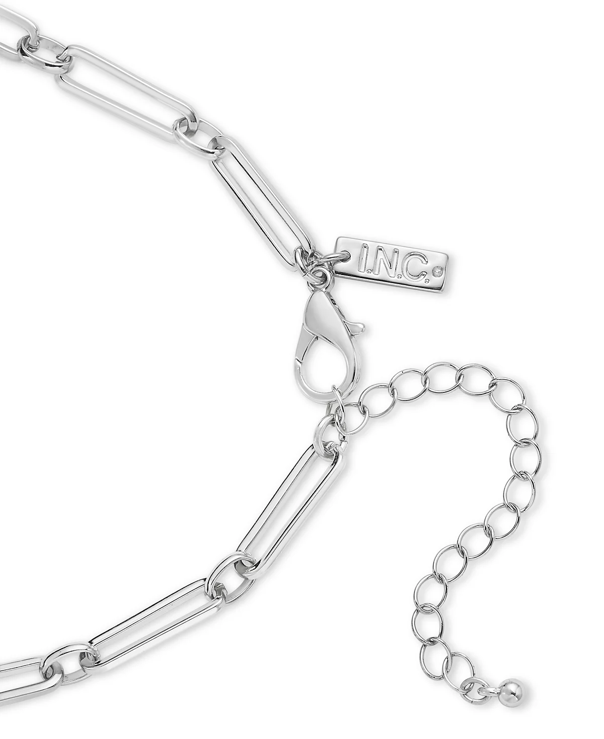 INC International Concepts Rhodium-Plated Crystal - Imitation Pearl Curved Bar Statement Necklace 16-12 3 extender Exclusively at Macys 5990₽