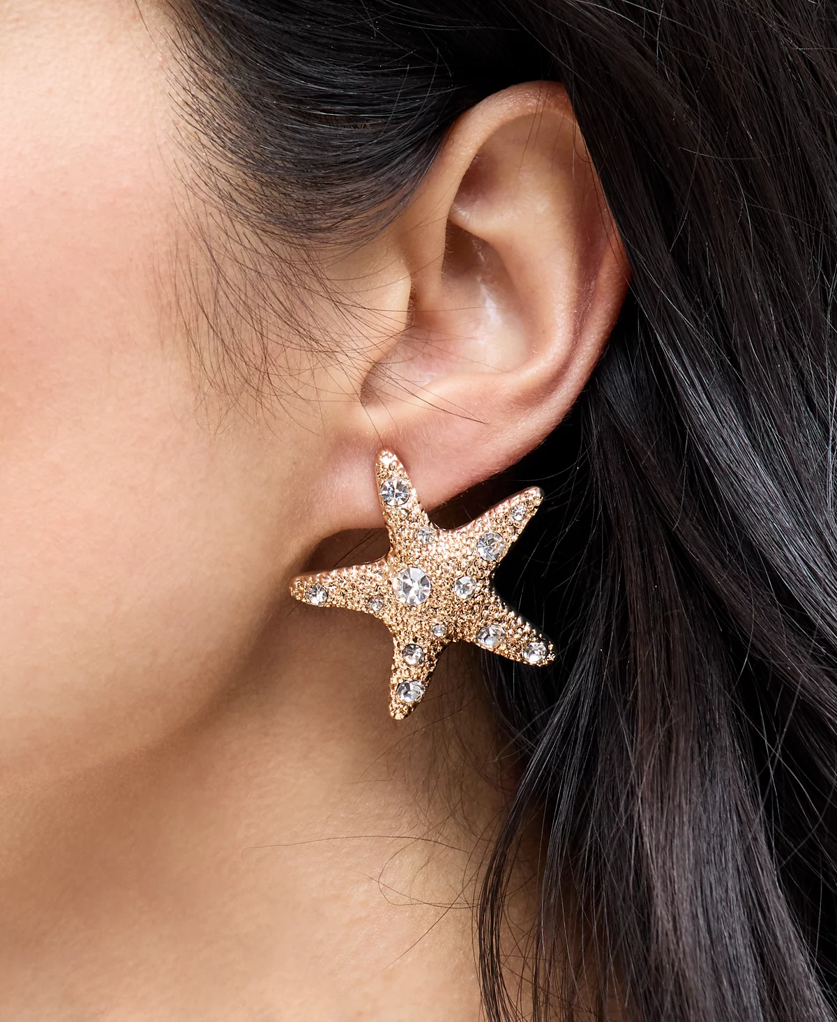 INC International Concepts Gold-Tone Crystal Starfish Statement Button Earrings Exclusively at Macys 4490₽