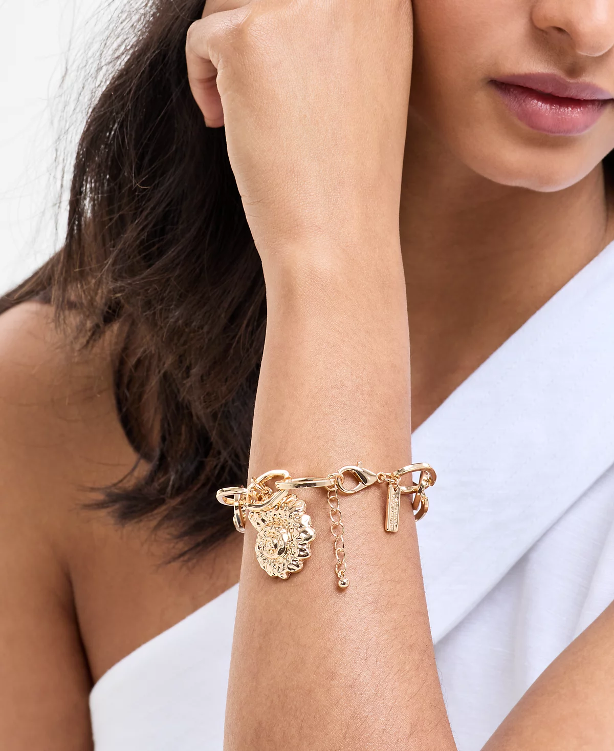 INC International Concepts Gold-Tone Crystal - Imitation Pearl Reef Charm Bracelet Exclusively at Macys 5990₽