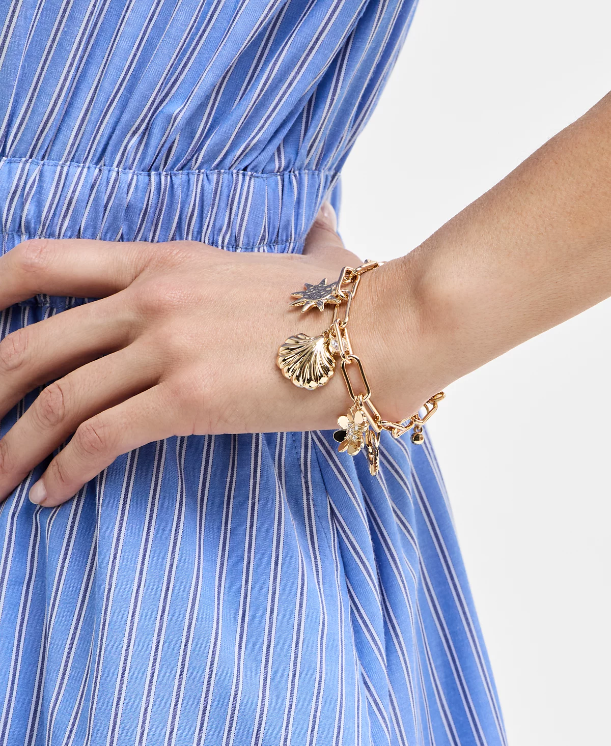 On 34th Gold-Tone Crystal Charm Flex Bracelet Exclusively at Macys 5990₽