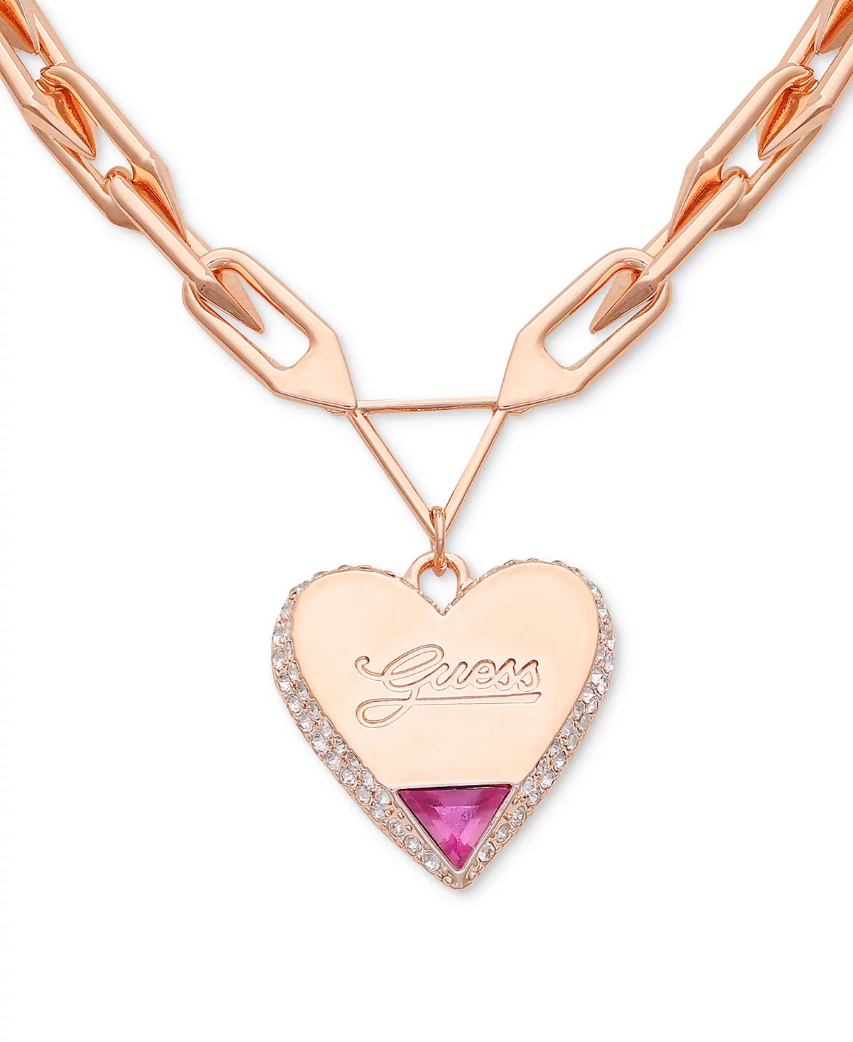 GUESS Rose Gold-Tone Stationary Heart Pendant Necklace 16 2 extender 2990₽