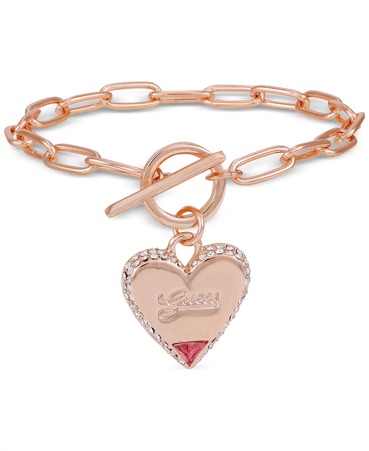 GUESS Rose Gold-Tone Heart Charm Toggle Bracelet 2190₽