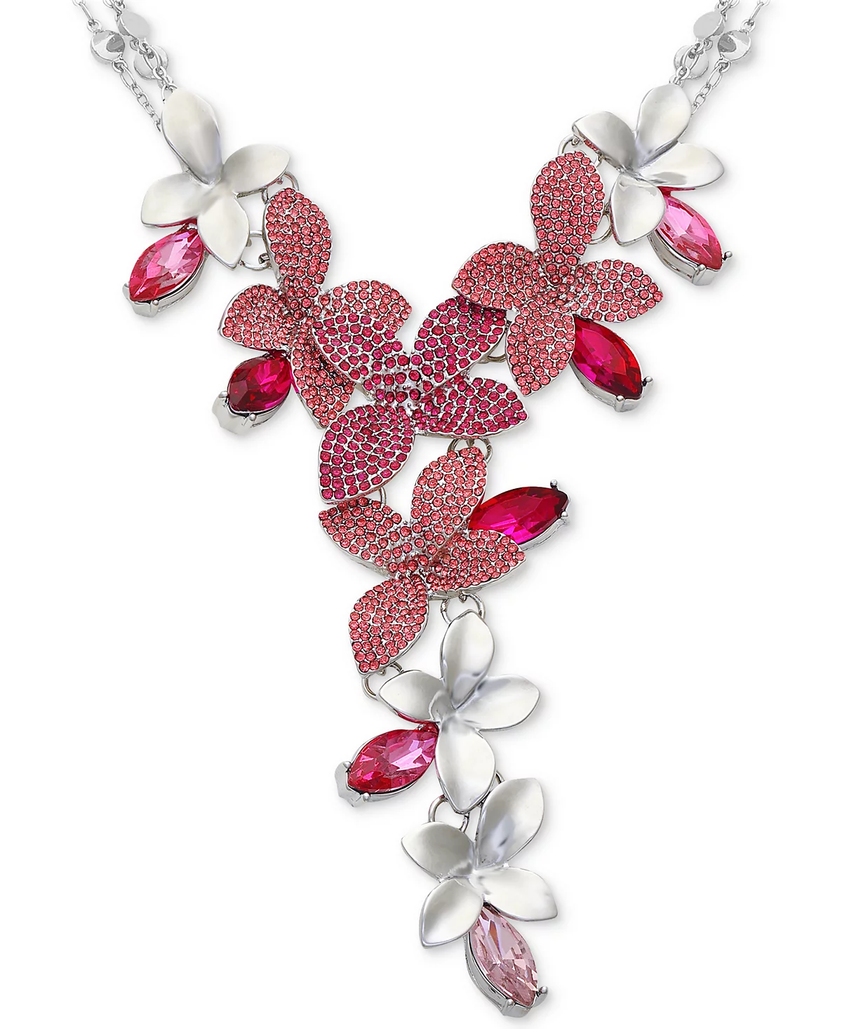 GUESS Color Pav - Marquise Stone Flower Lariat Necklace 18 2 extender 3890₽