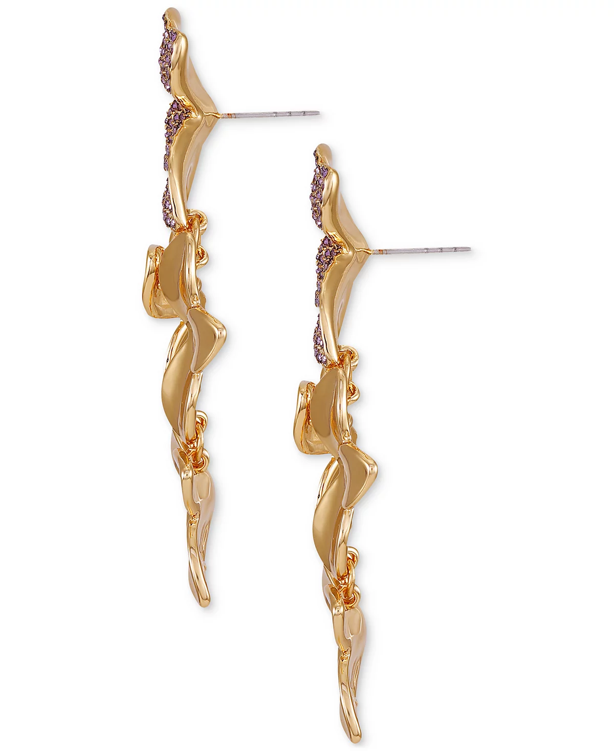 GUESS Gold-Tone Color Pav Flower Drop Earrings 2190₽