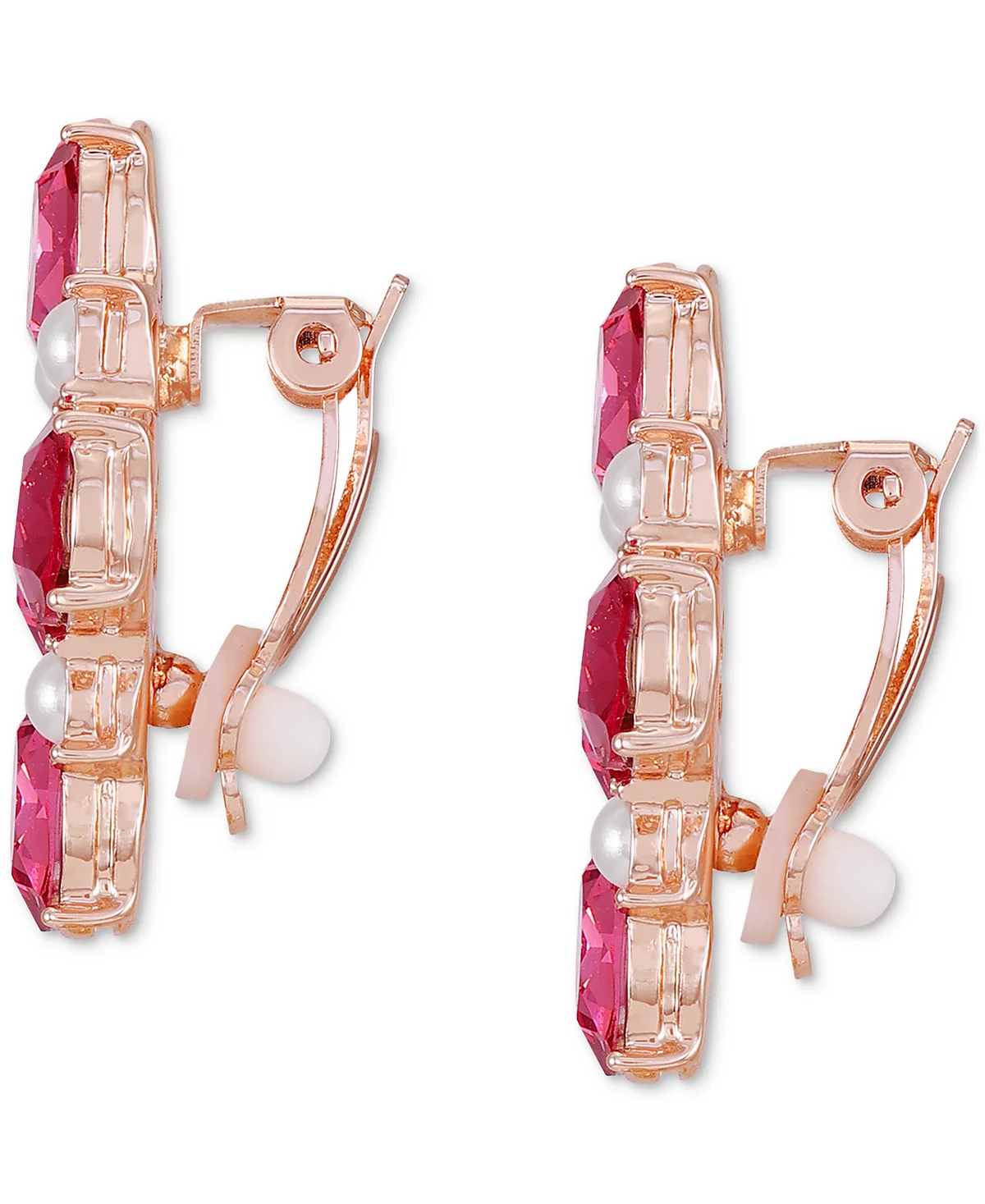 GUESS Rose Gold-Tone Crystal - Imitation Pearl Cluster Clip-On Drop Earrings 1890₽