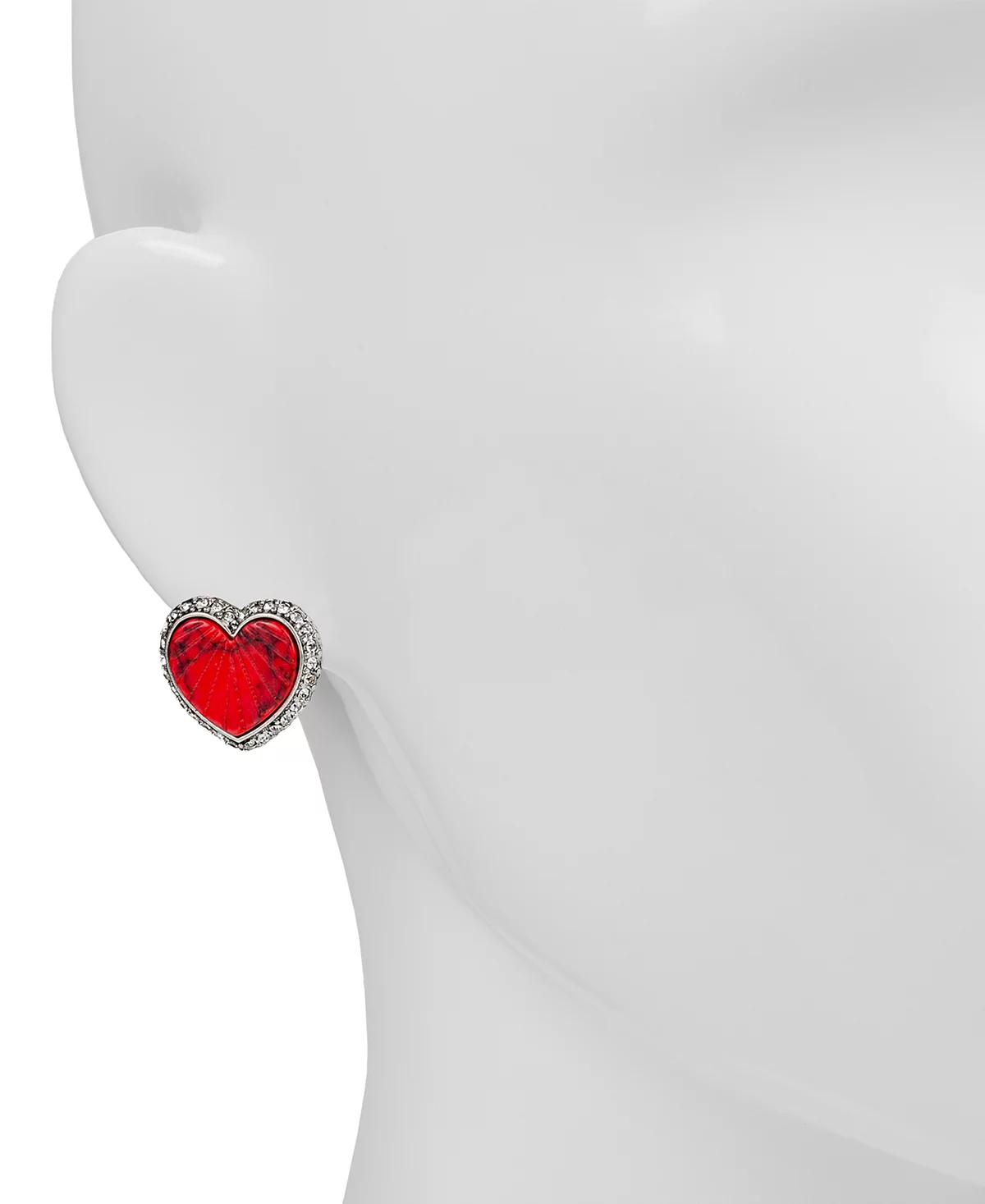 Patricia Nash Gold-Tone Pav-Framed Textured Colored Stone Heart Clip-On Button Earrings 5490₽