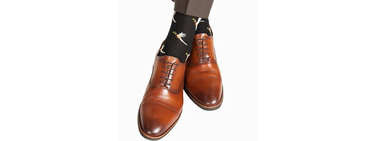 TRAFALGAR Mens Birds of a Feather Mercerized Cotton Mid-Calf Socks 5090₽