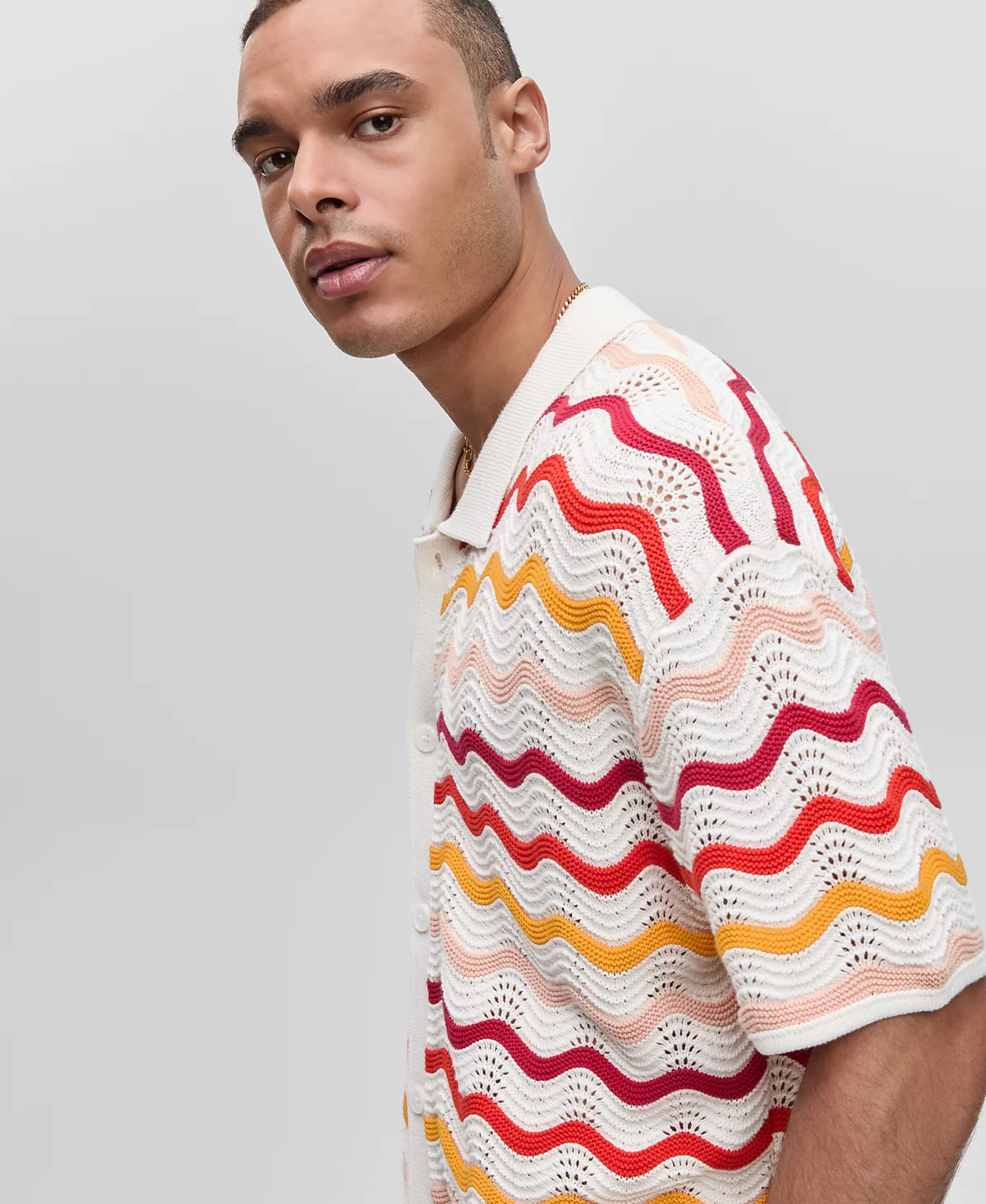 Mode of One Mens Short-Sleeve Gradient Zig-Zag Sweater Top Exclusively at Macys 8090₽