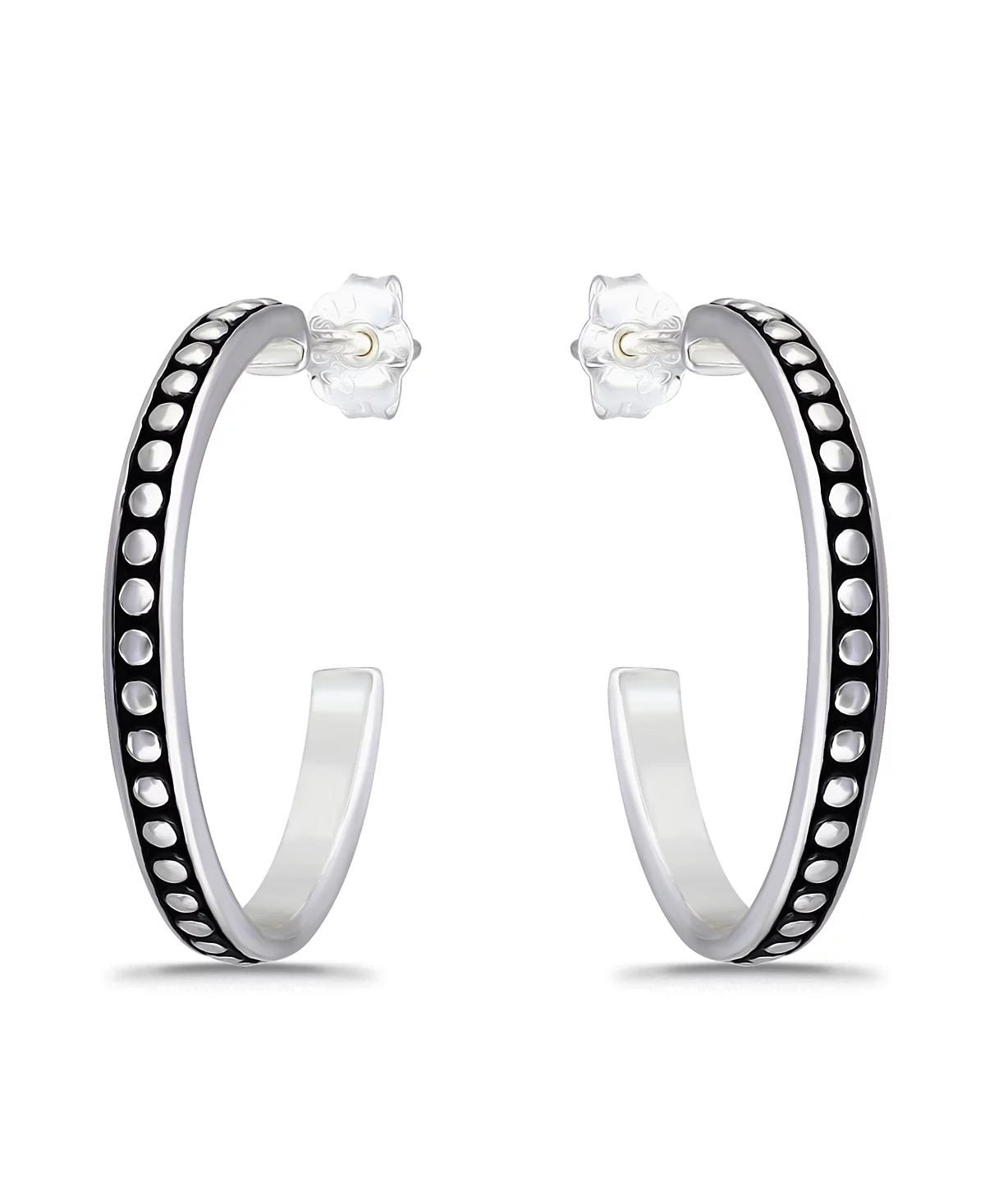 Macys Oxidized Beaded Round Half Hoop Earrings 5090₽