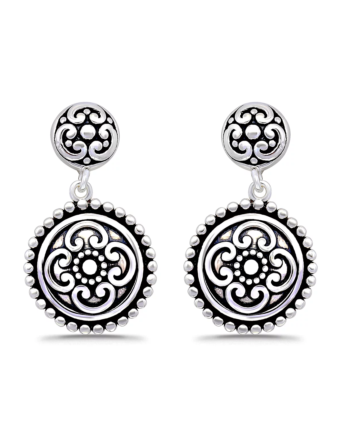 Macys Oxidized Round Celtic Style Post Drop Earrings 5090₽