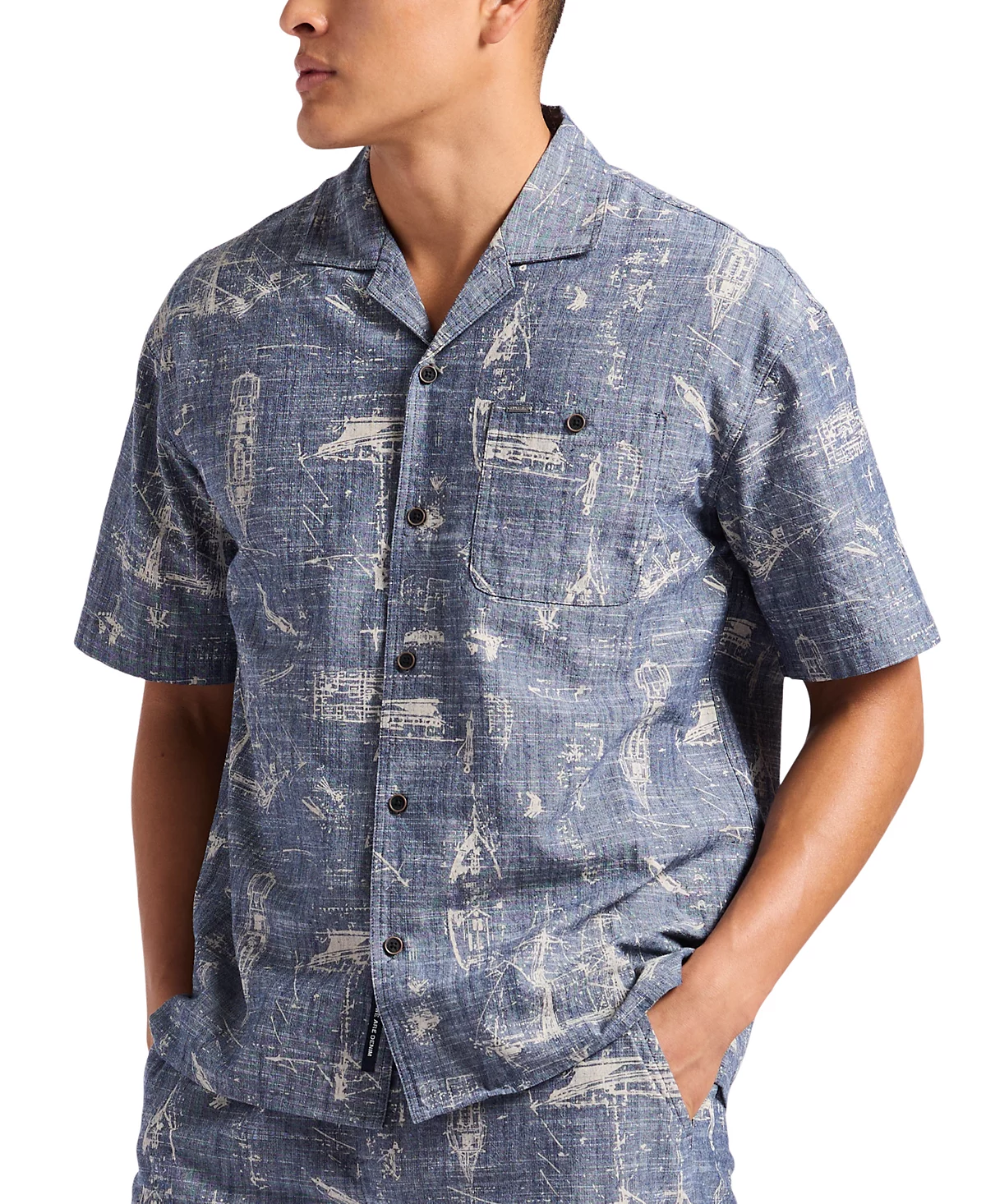 Men's Sonix Relaxed-Fit Nautical-Print Button-Down Camp Shirt