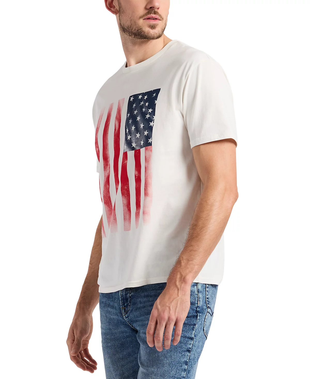 Mens Tusaf Short Sleeve American Flag Graphic Crewneck T-Shirt 4990₽