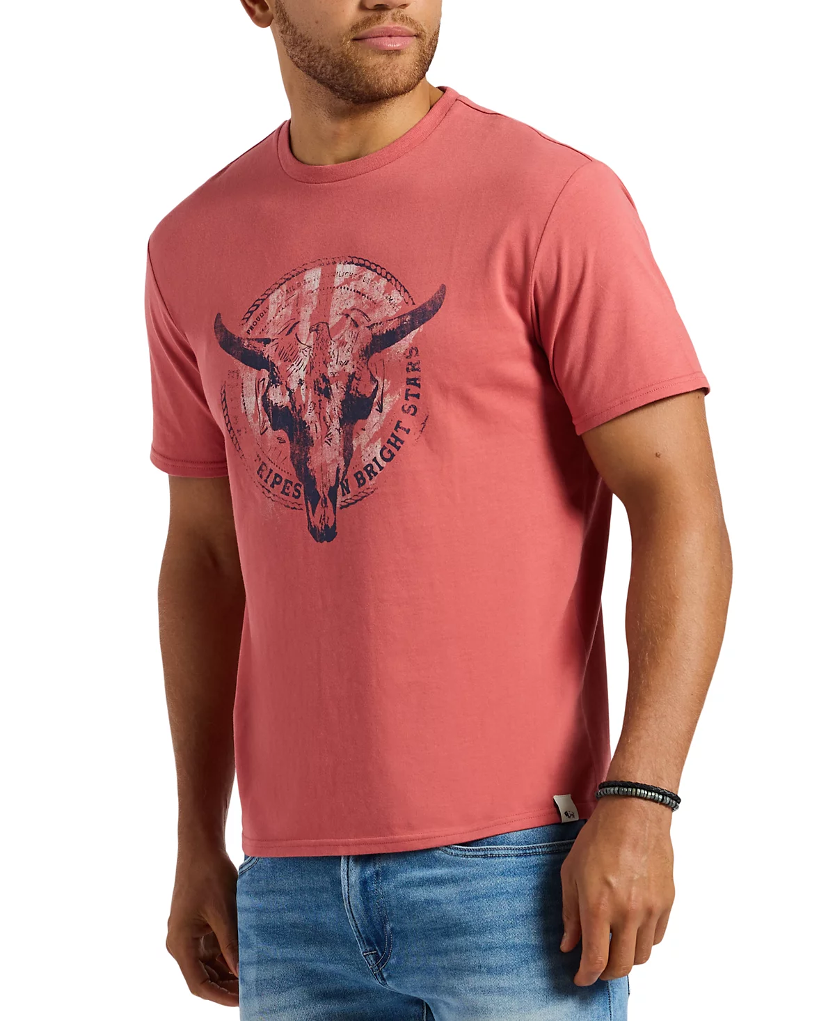 Men's Tarz Relaxed Fit Short Sleeve Bull Skull Graphic Crewneck T-Shirt