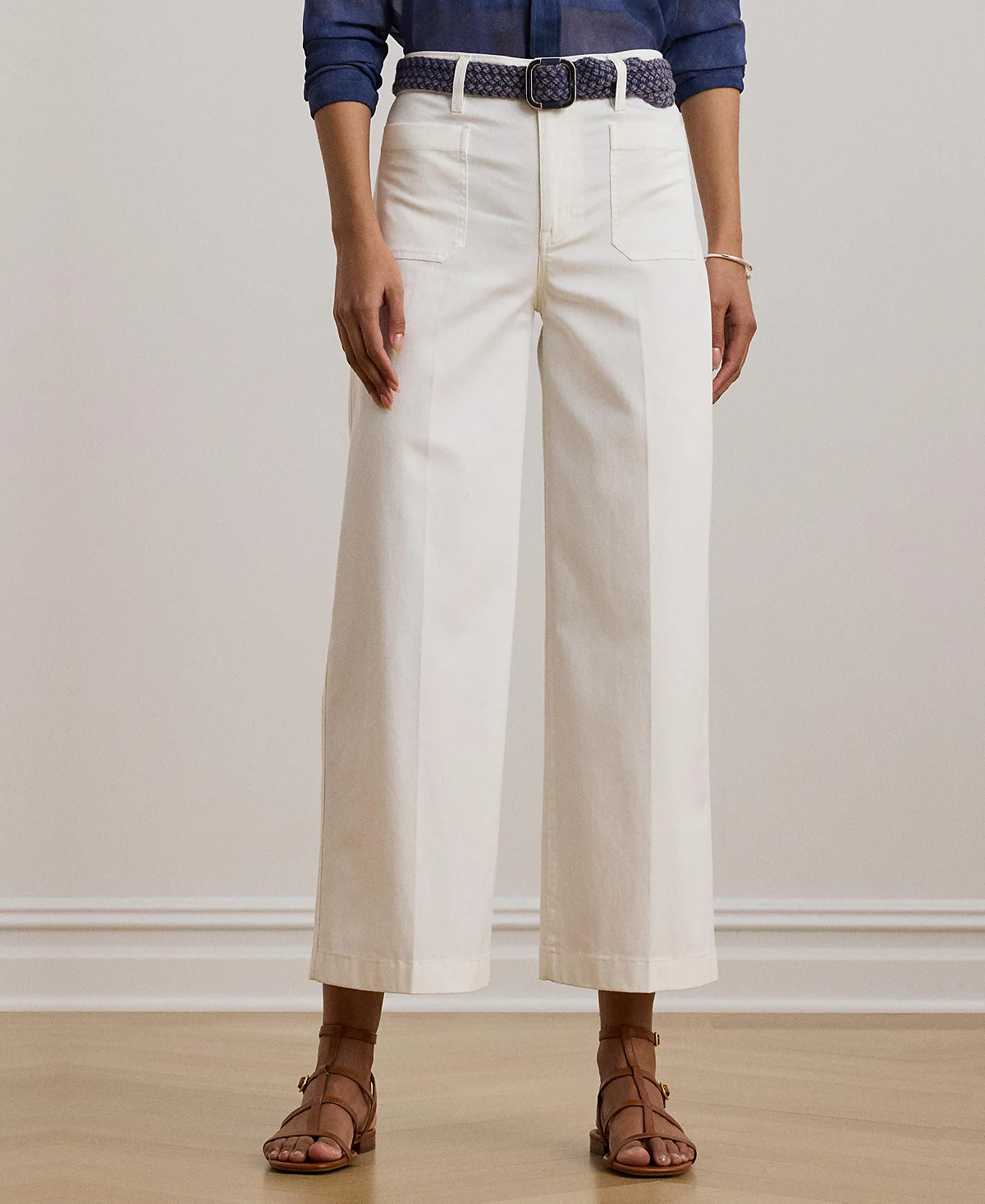 Lauren Ralph Lauren Women's Stretch Chino Wide-Leg Cropped Pants