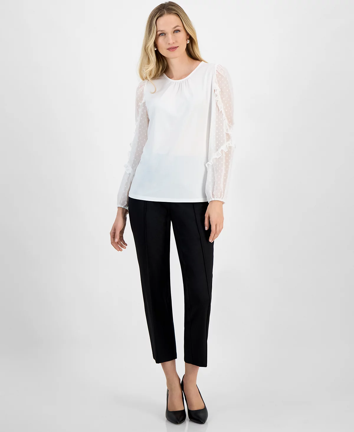 Kasper Women's Ruffle-Sleeve Blouse