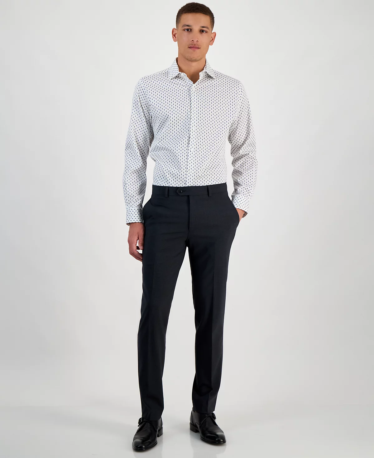 Bar III Mens Bree Slim-Fit Stretch Leaf-Print Dress Shirt Exclusively at Macys 13290₽