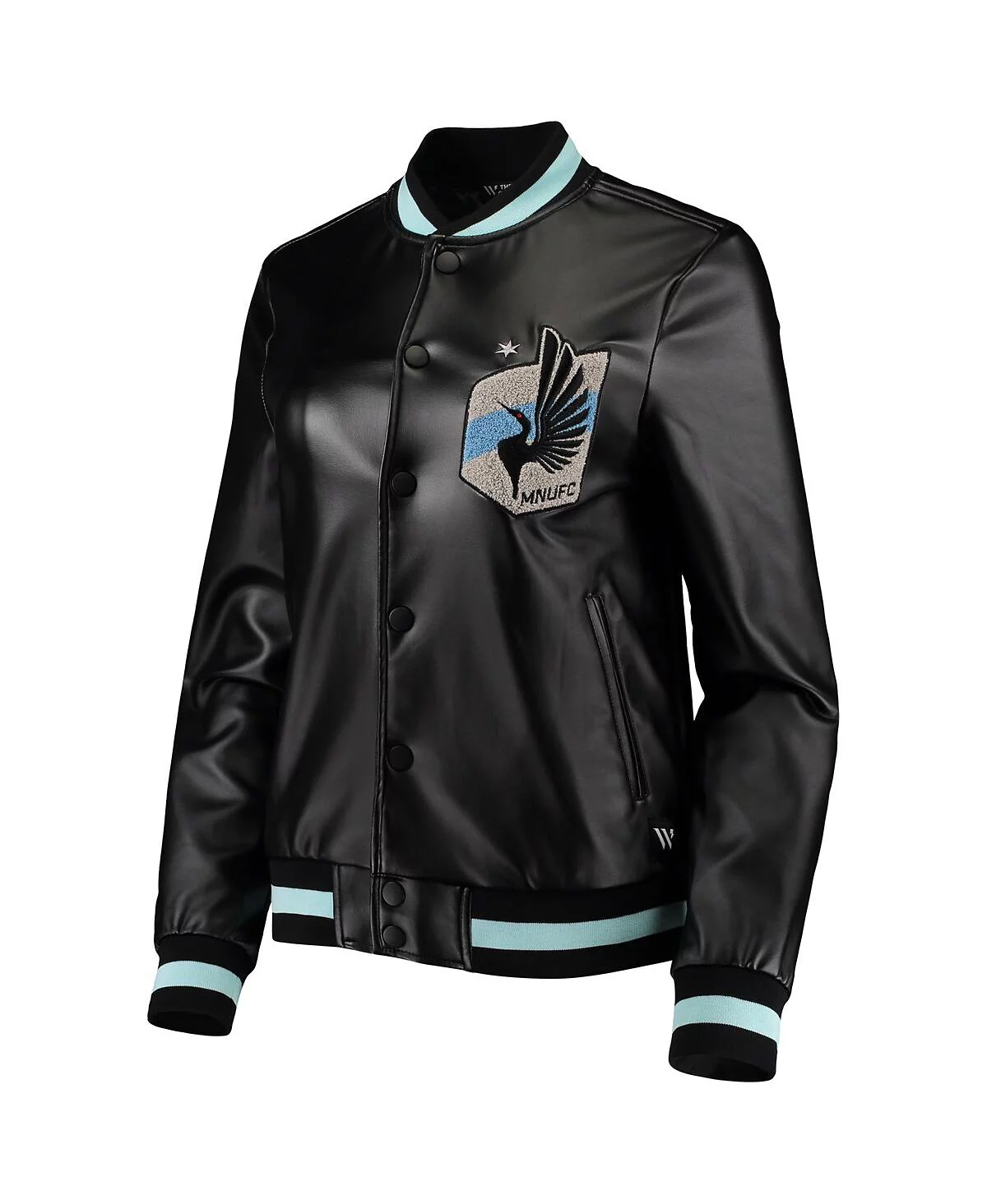 The Wild Collective Women's Black Minnesota United FC Full-Snap Bomber Jacket