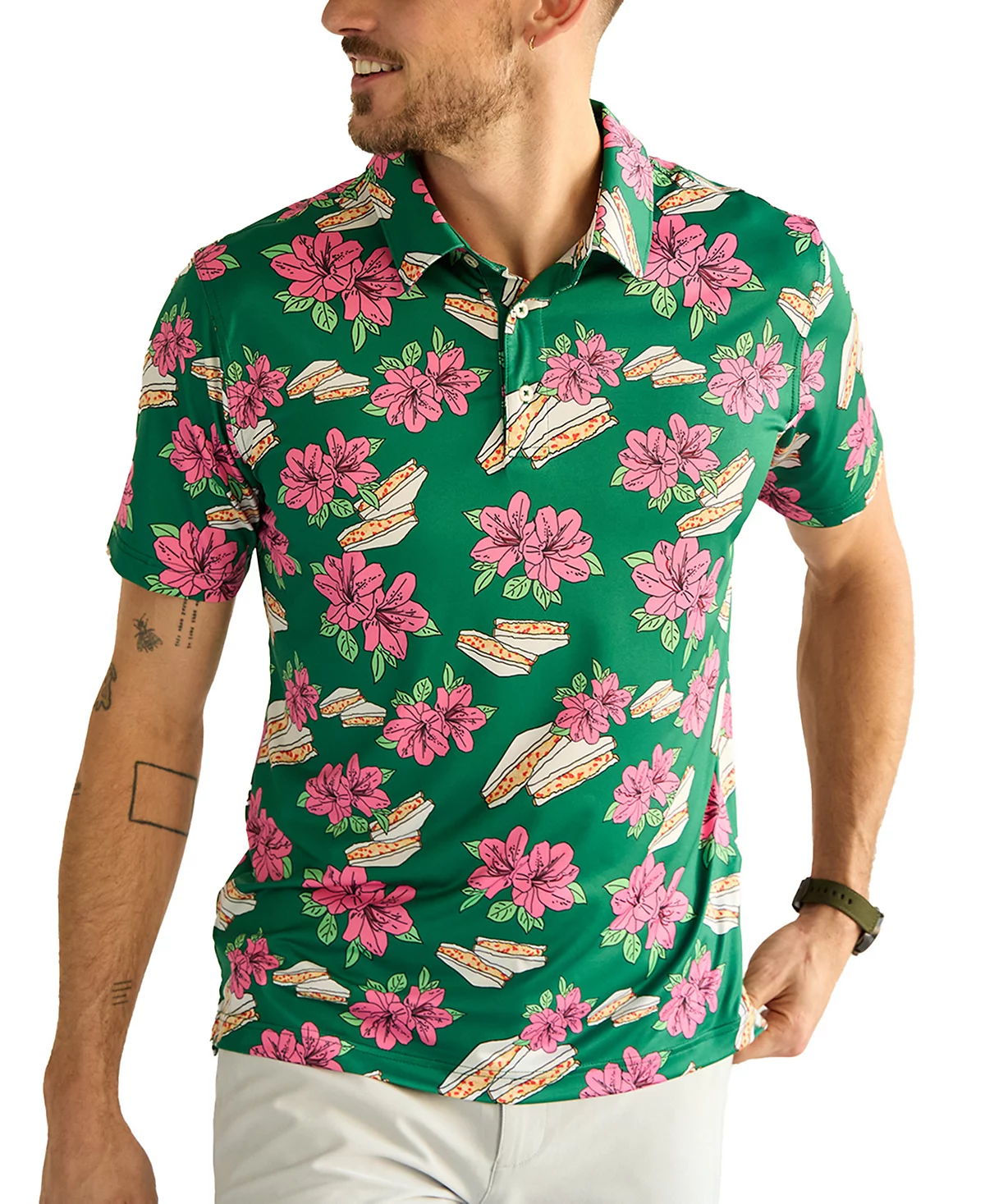 Chubbies Mens Pimento Cheese Floral Performance Polo Shirt 11290₽