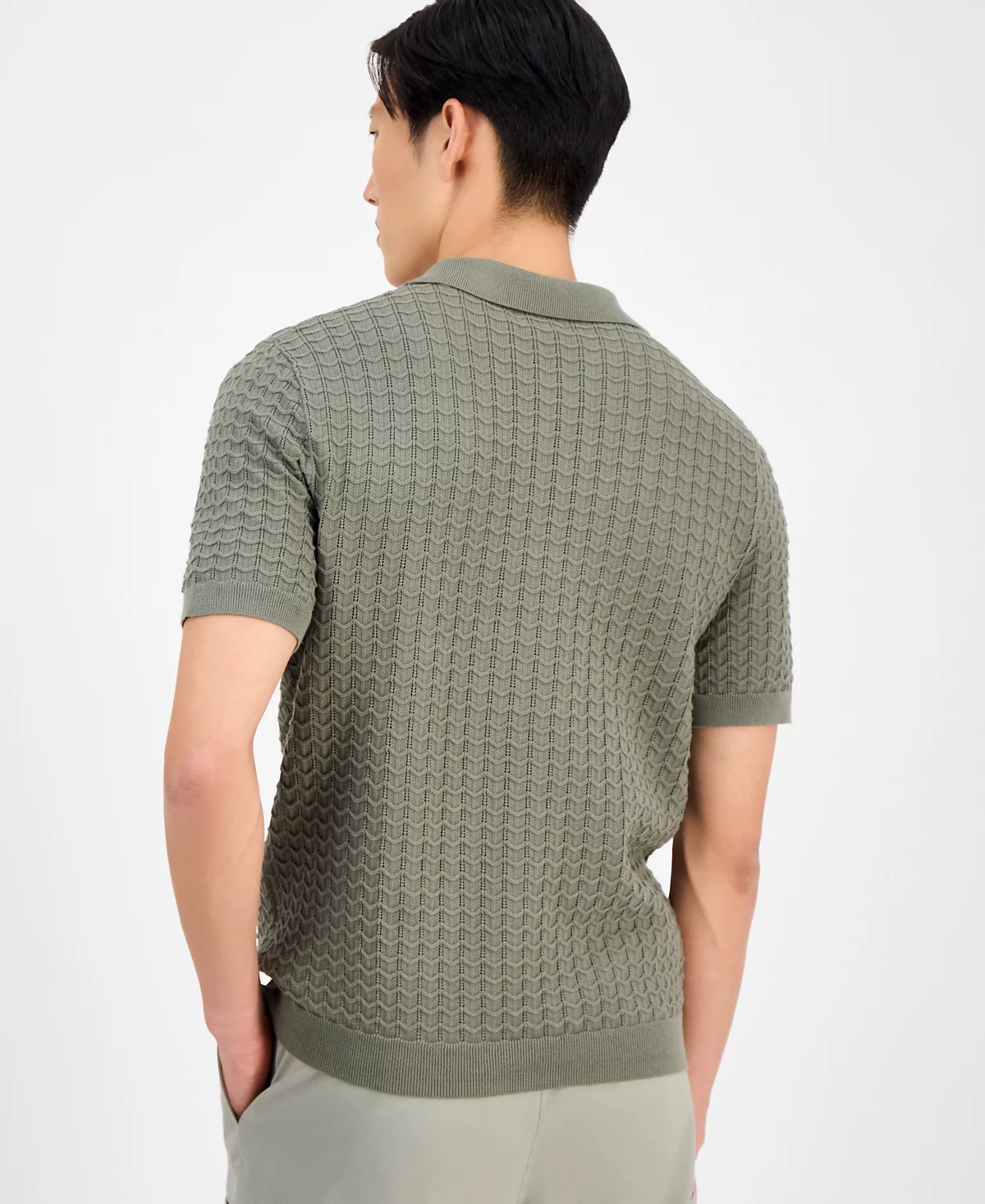 Alfani Mens Textured Sweater Polo Shirt Exclusively at Macys 9090₽